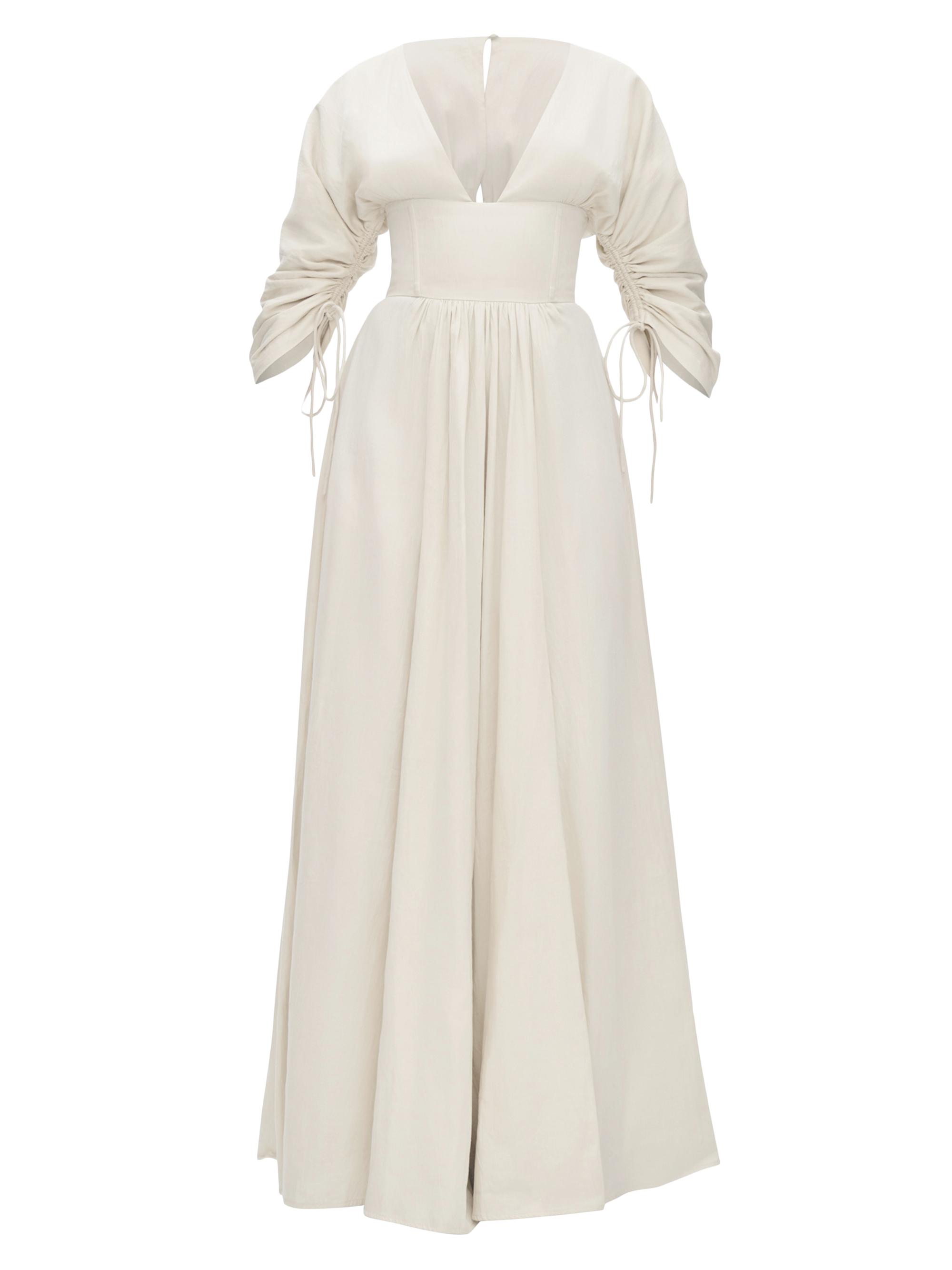 Andrea Iyamah Women's Adelle Cotton Lace-Up Corset Maxi Dress - Bone