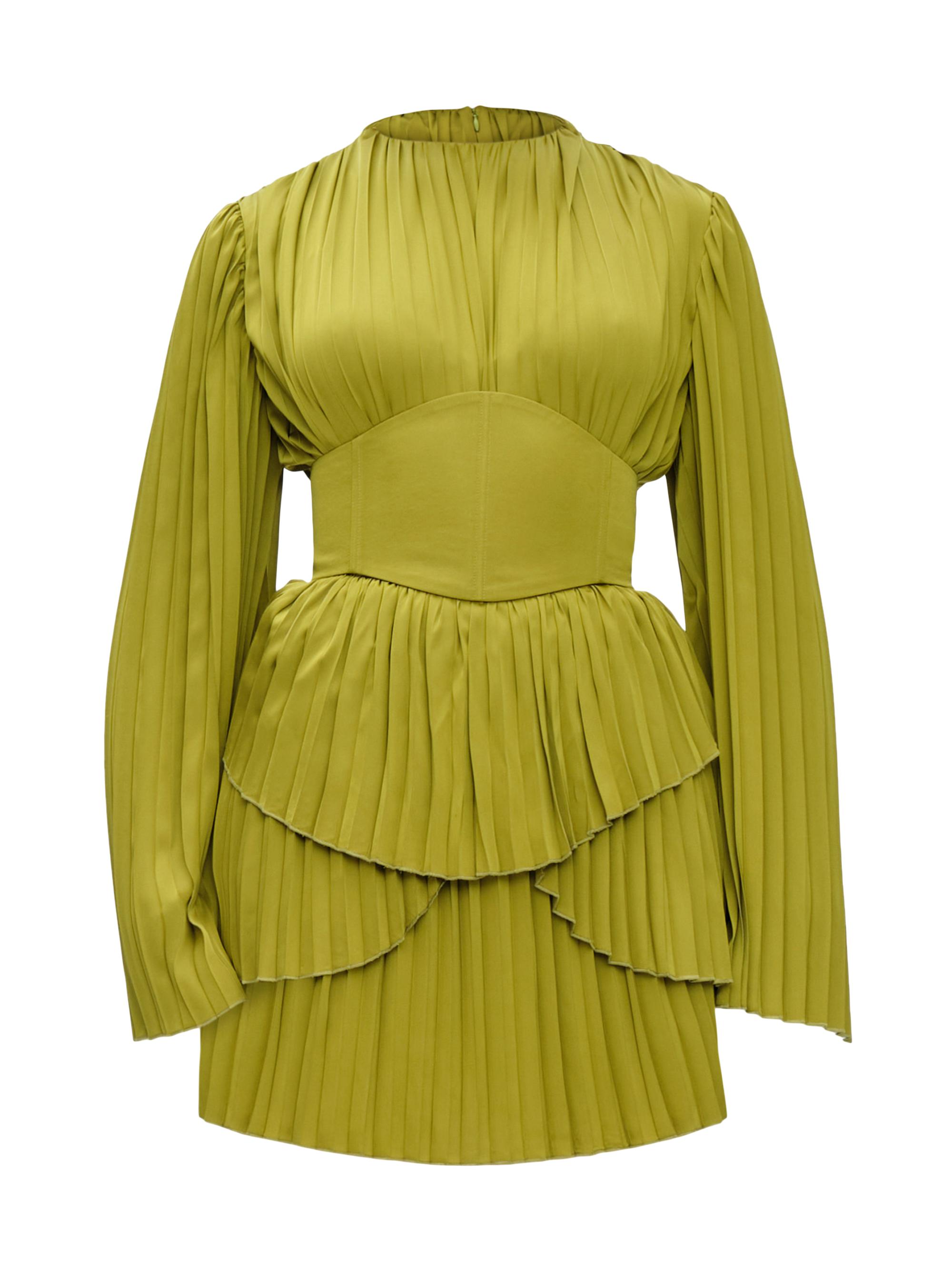 Andrea Iyamah Women's Lenti Pleated Minidress - Lime