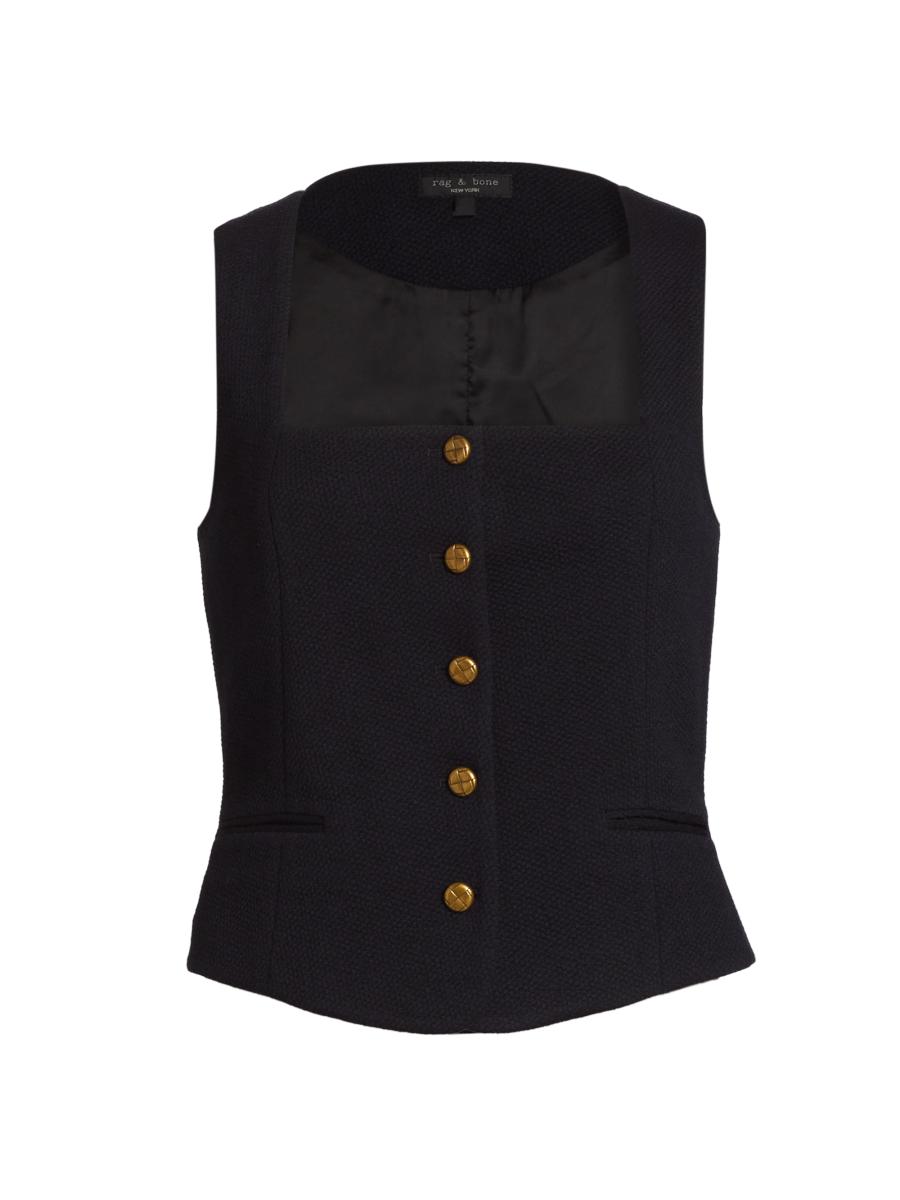 rag & bone Mariana Textured Button-Front Vest | Saks Fifth