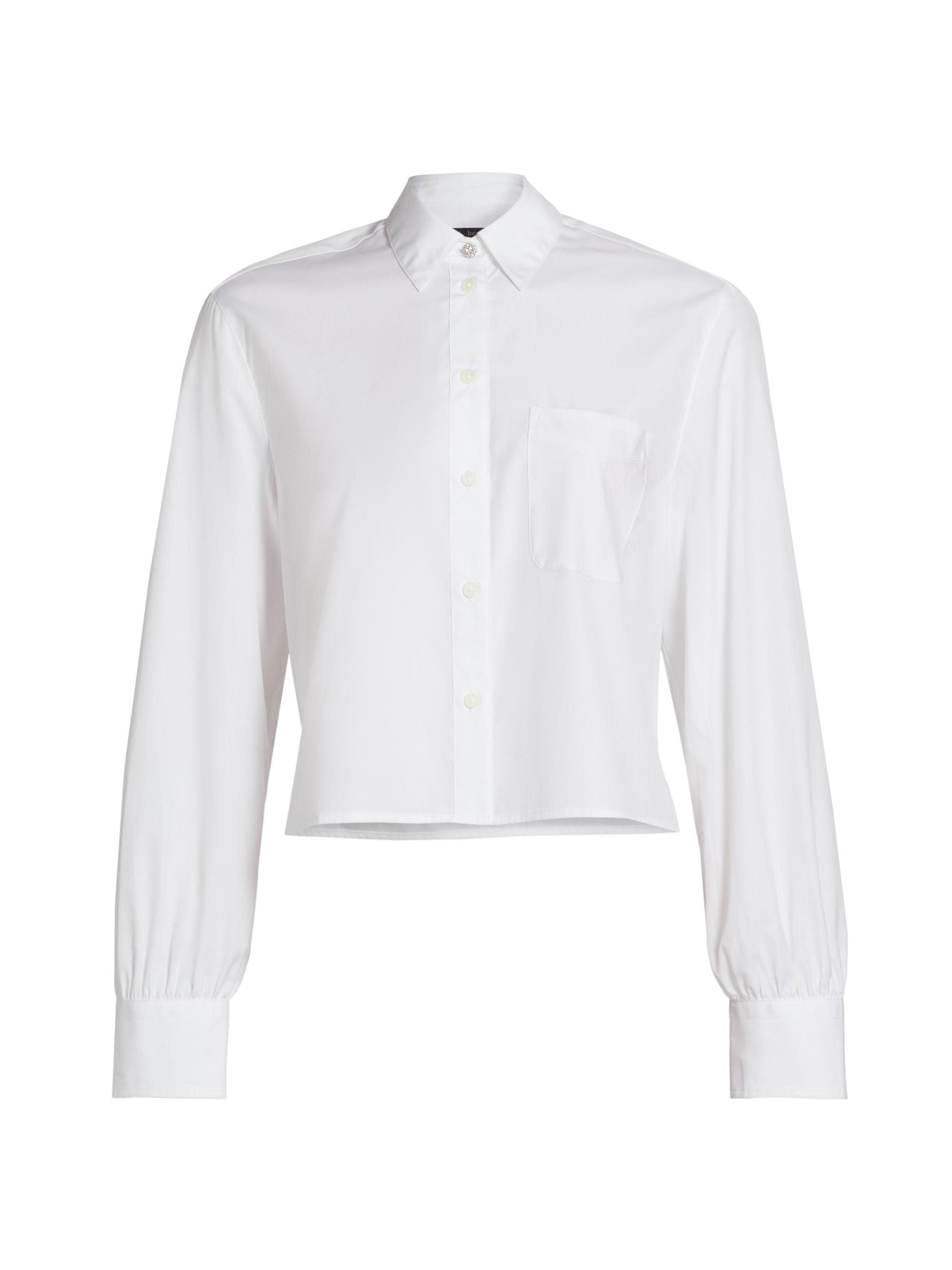 rag & bone Women's Maxine Jewel Cotton Cropped Shirt - White