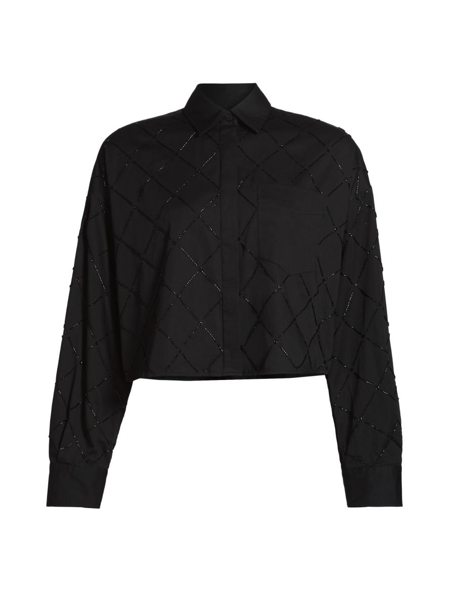 売れ筋商品|||ラグアンドボーン シャツ レディース トップス BEATRICE - Button-down blouse - black rag & bone Beatrice Embroidered Cotton Cropped Shirt | Saks