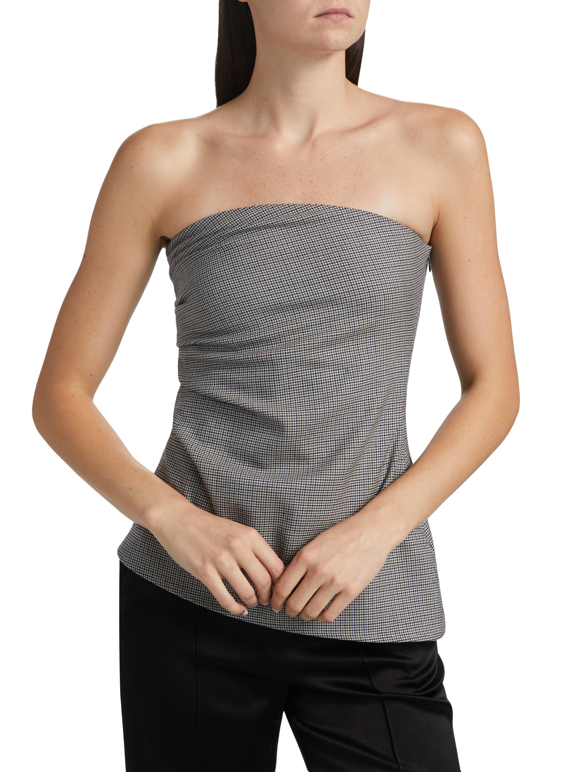 rag bone Genevieve Houndstooth Wool-Blend Strapless Top Saks