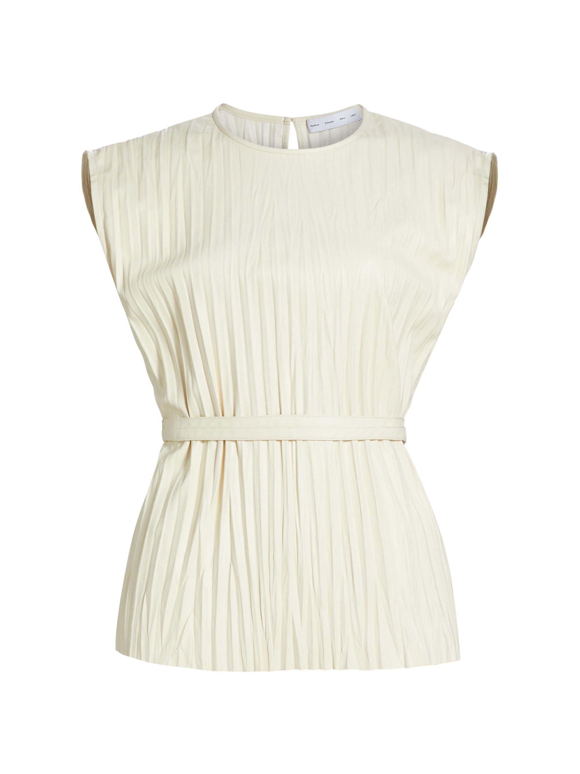 Proenza Schouler White Label Women's Lyra Pleated Faux-Leather Top - Enoki