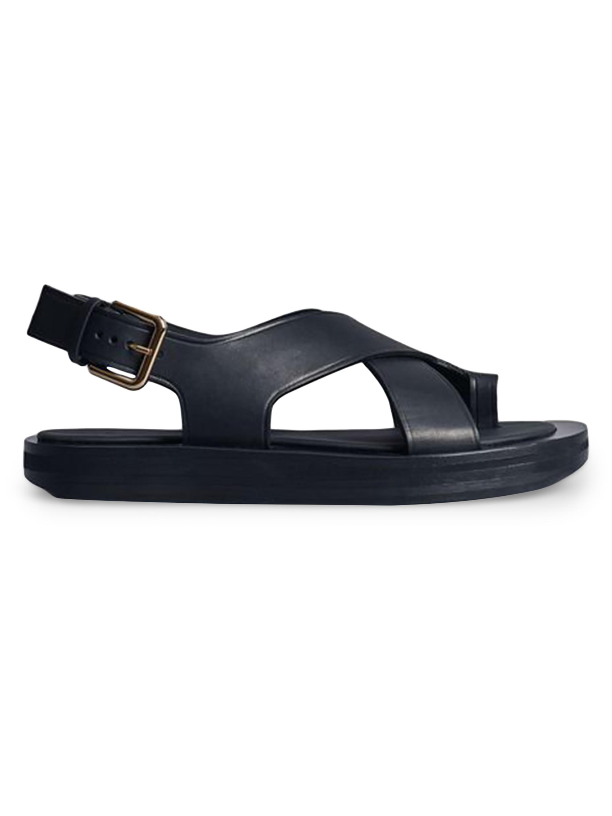 Co Women's Wrapped-Toe Leather Sandals - Black