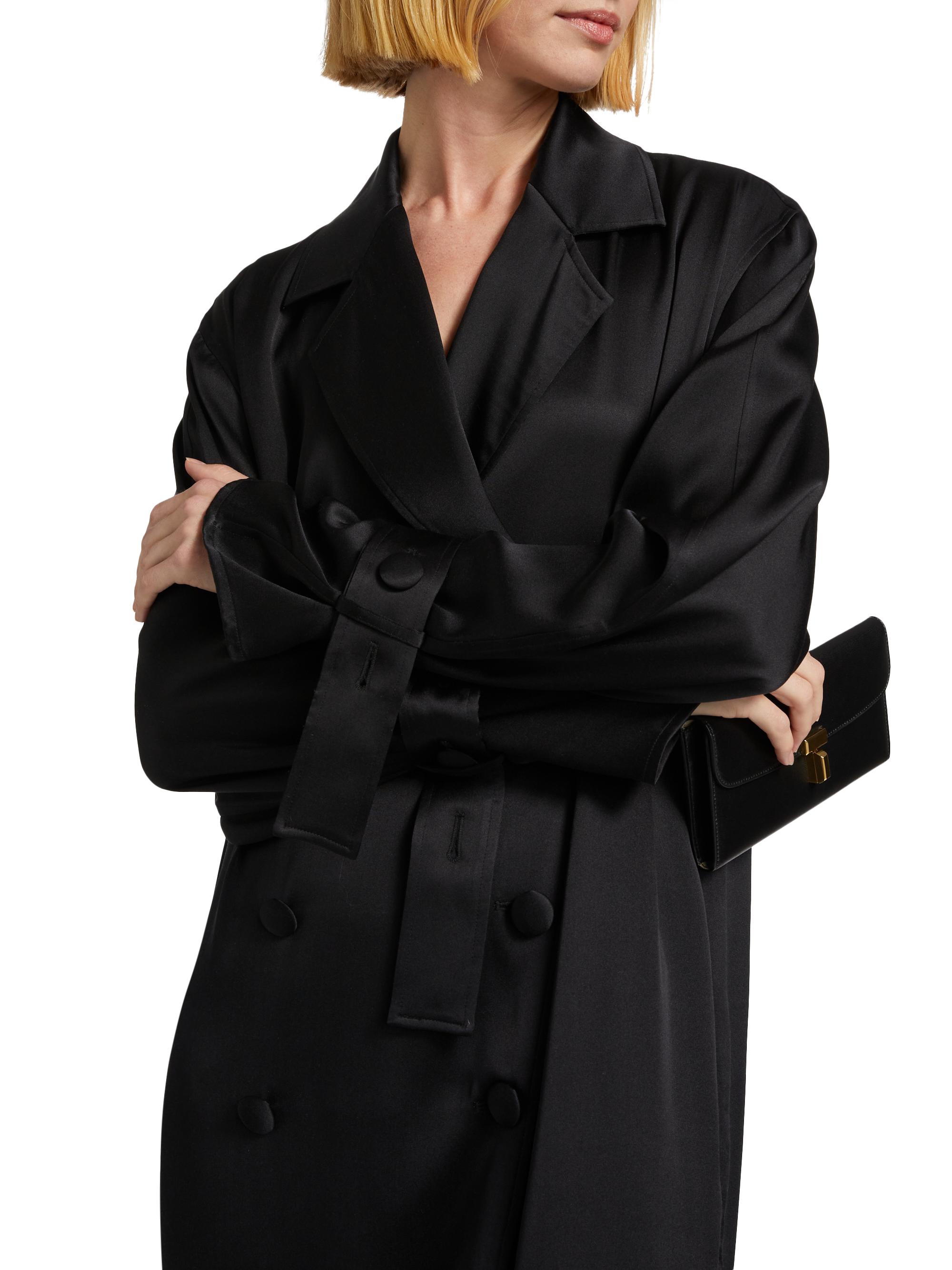 Toteme Satin Double-Breasted Trench Dress Saks Fifth Avenue