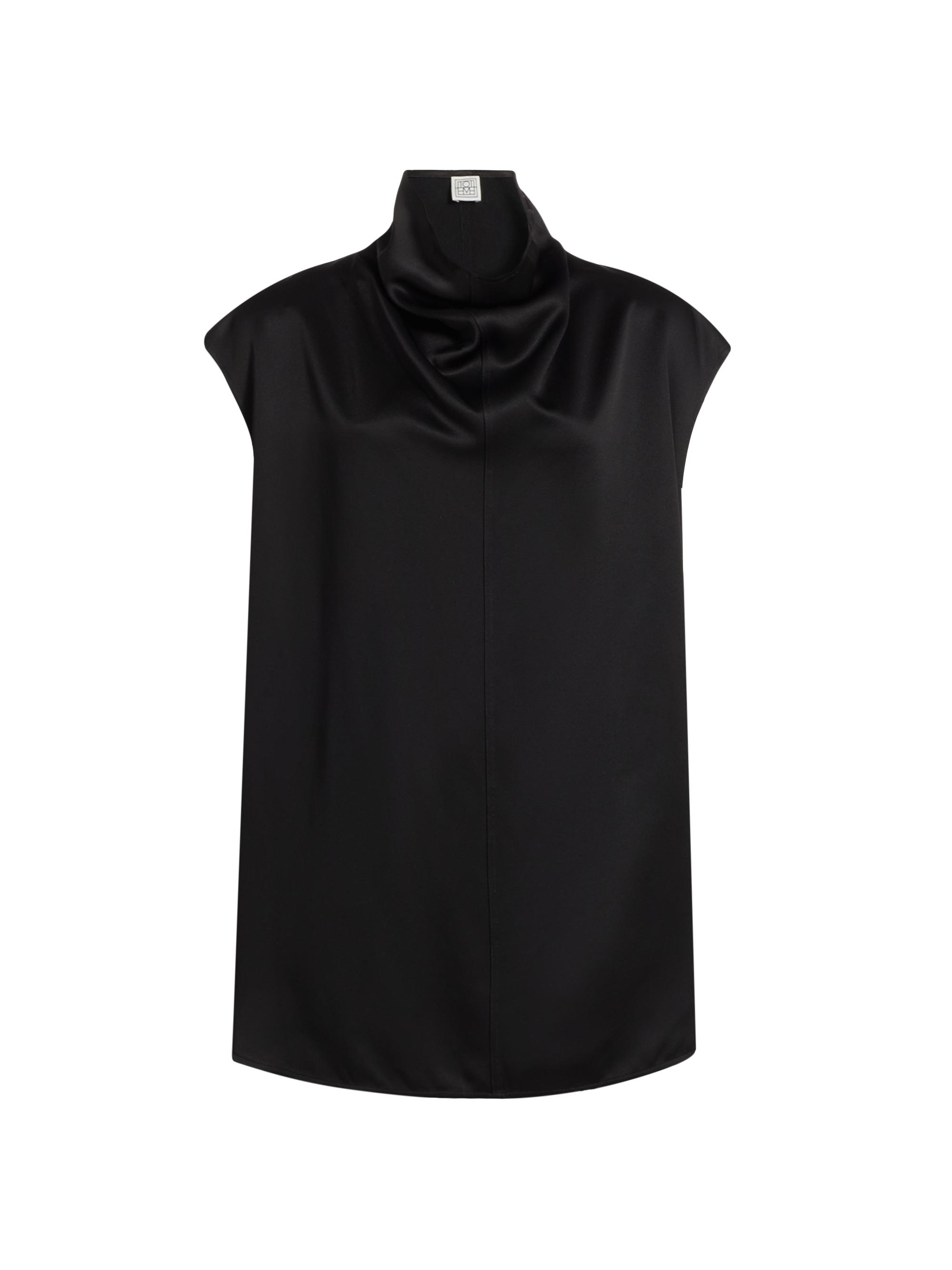 Toteme Women's Satin Funnel Neck Top - Black