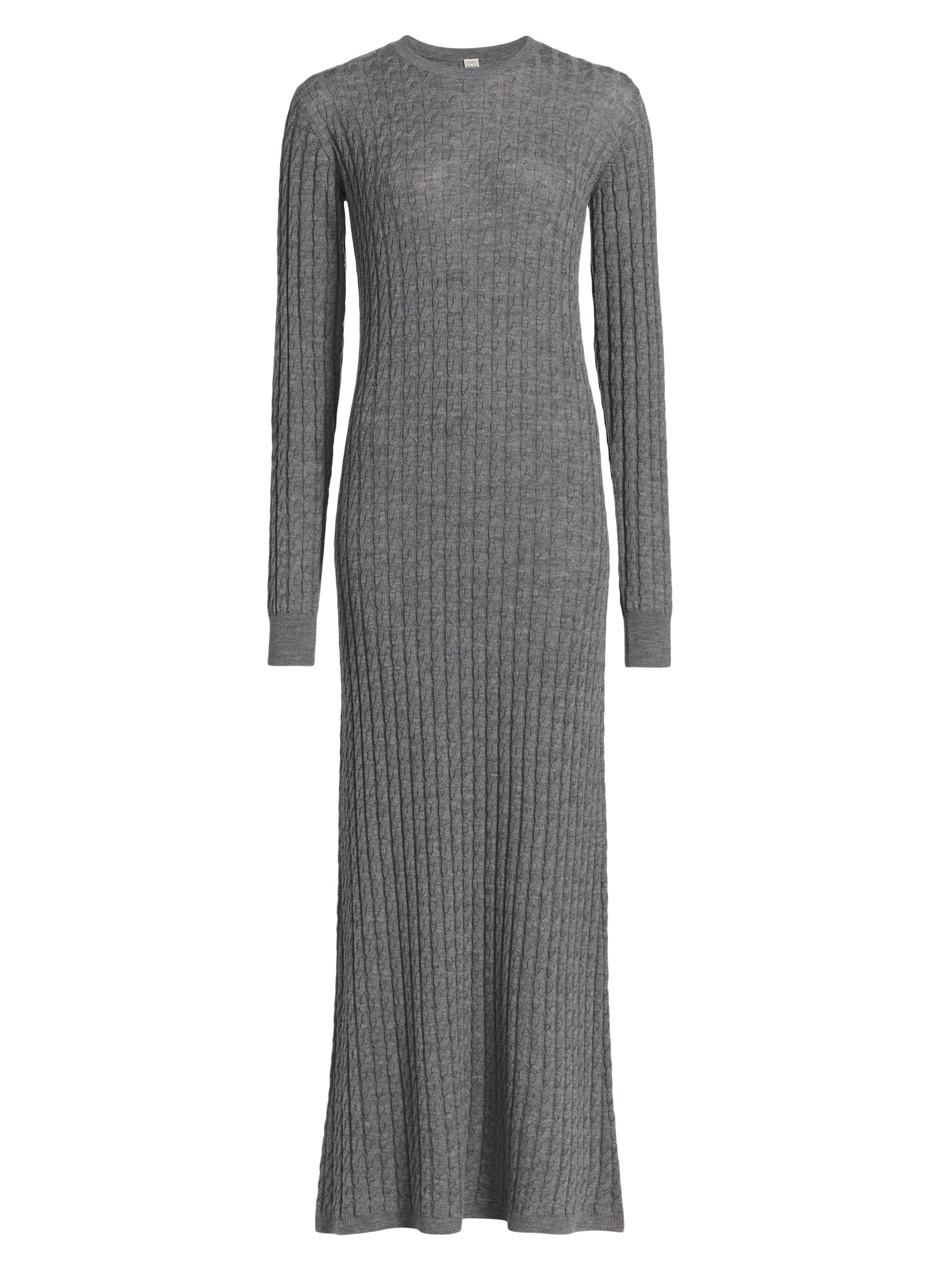 Toteme Women's Cable-Knit Wool Maxi Sweaterdress - Grey Melange