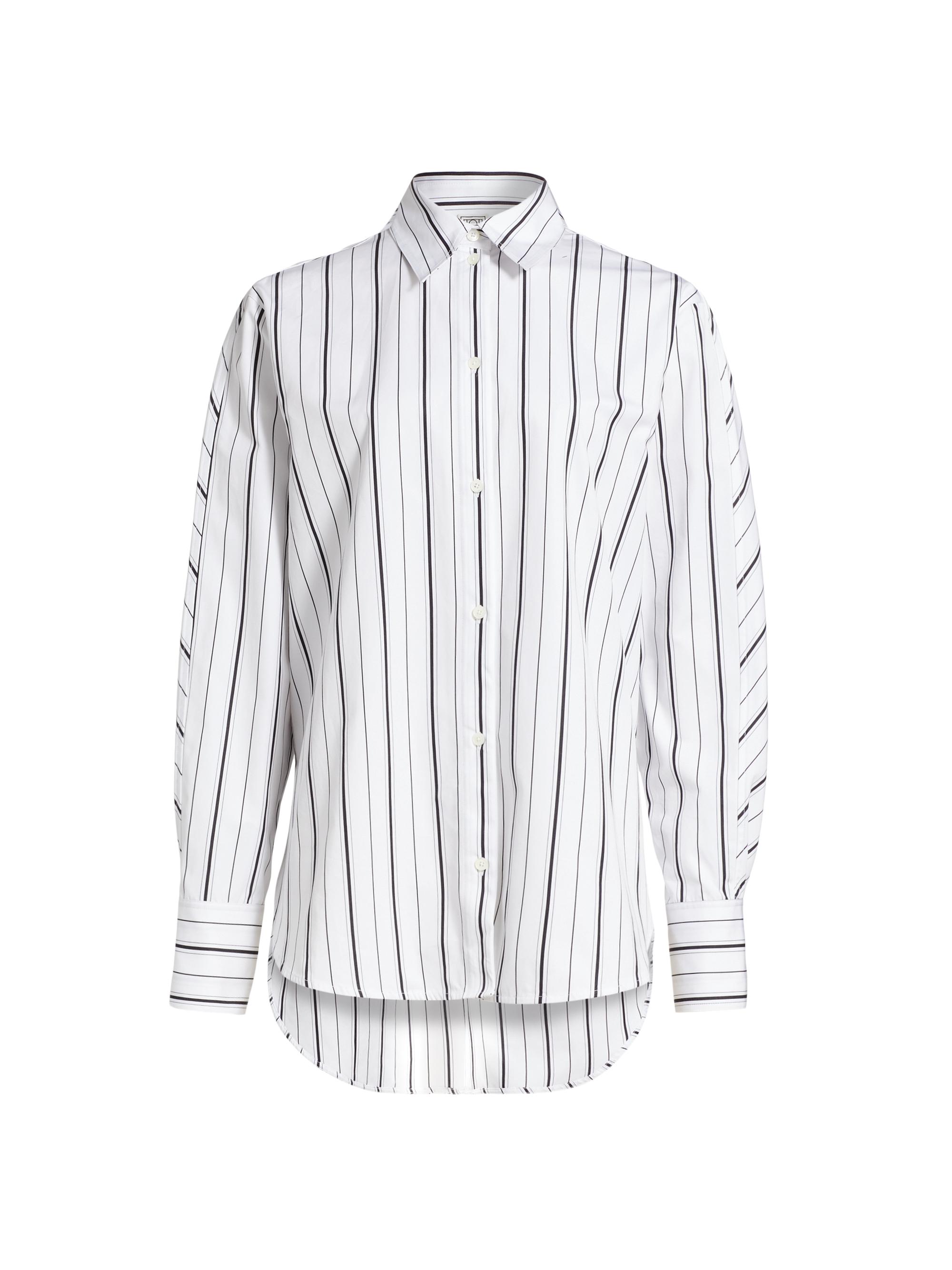 Toteme Women's Striped Cotton Shirt - White Black