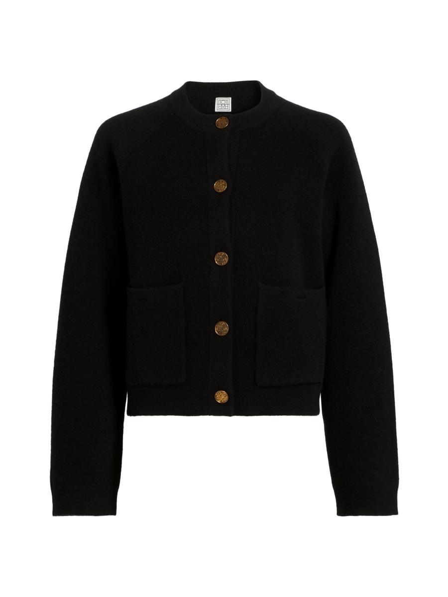 セオドリックディ THEODORIC.dy Shaggy Random Button Cardigan （BLACK） Toteme Hammered Button Cardigan | Saks Fifth Avenue