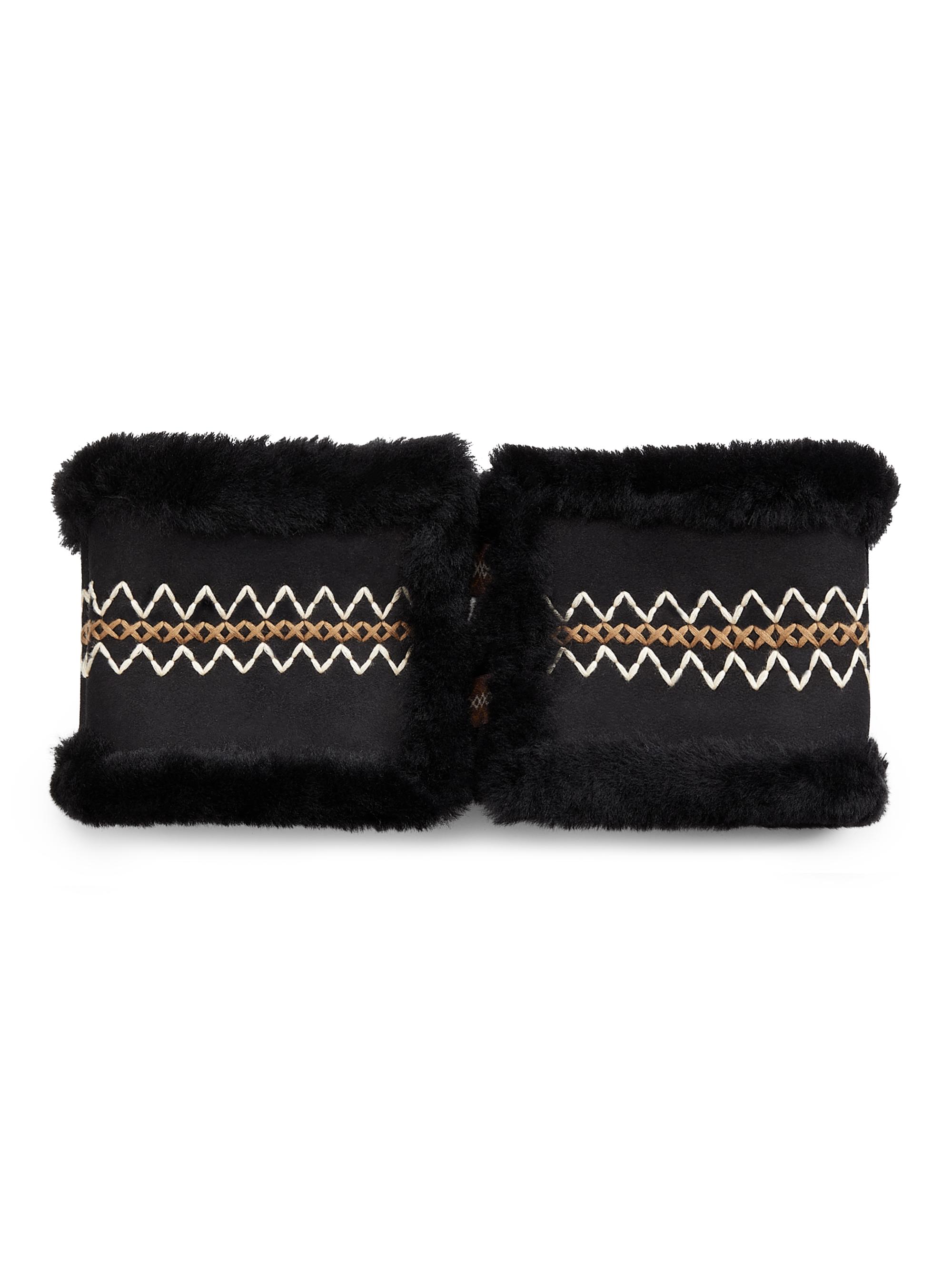 UGG Atherson Embroidered Sheepskin Headband | Saks Fifth Avenue display picture 3