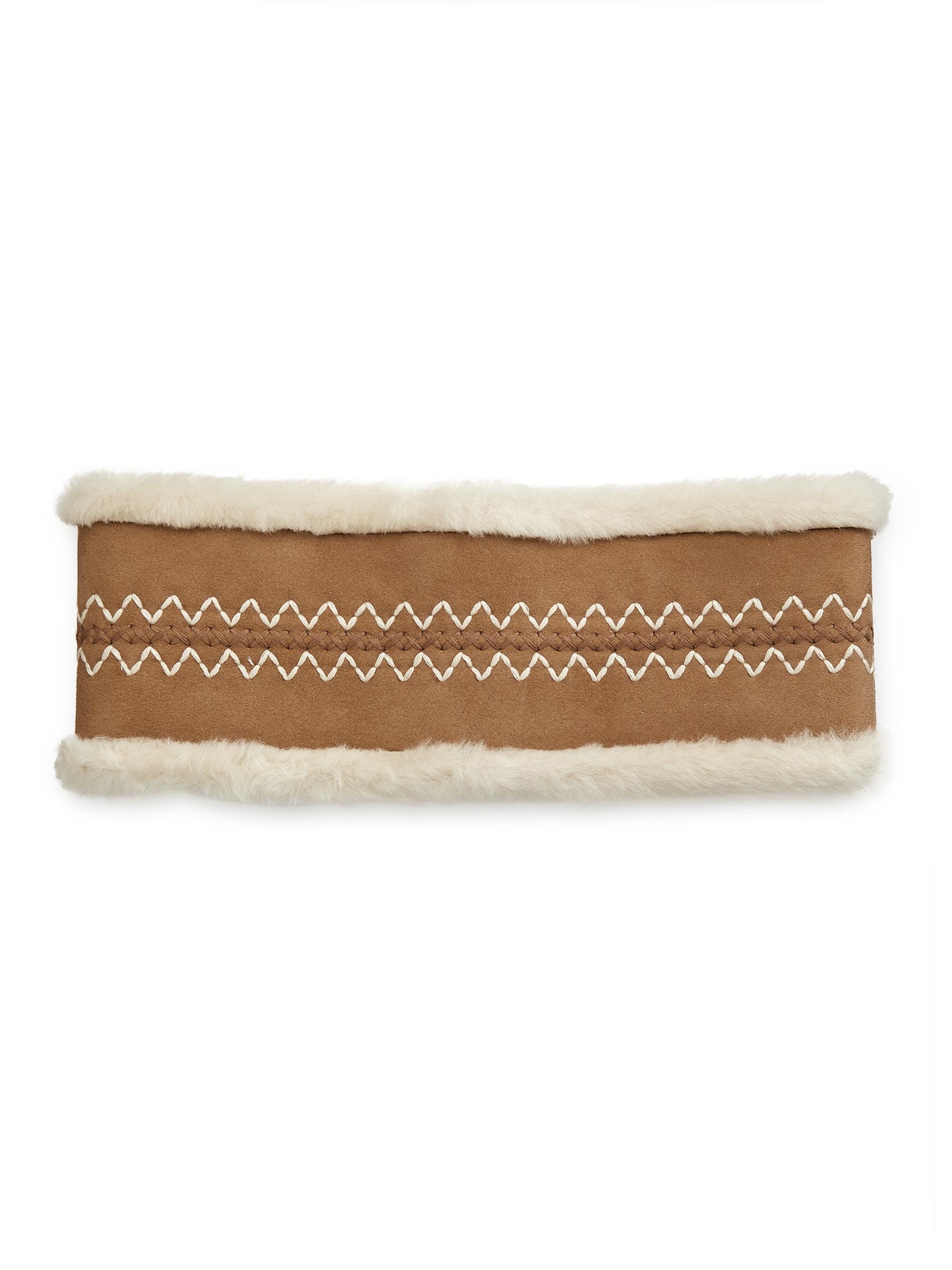 UGG Women's Atherson Embroidered Sheepskin Headband - Chestnut