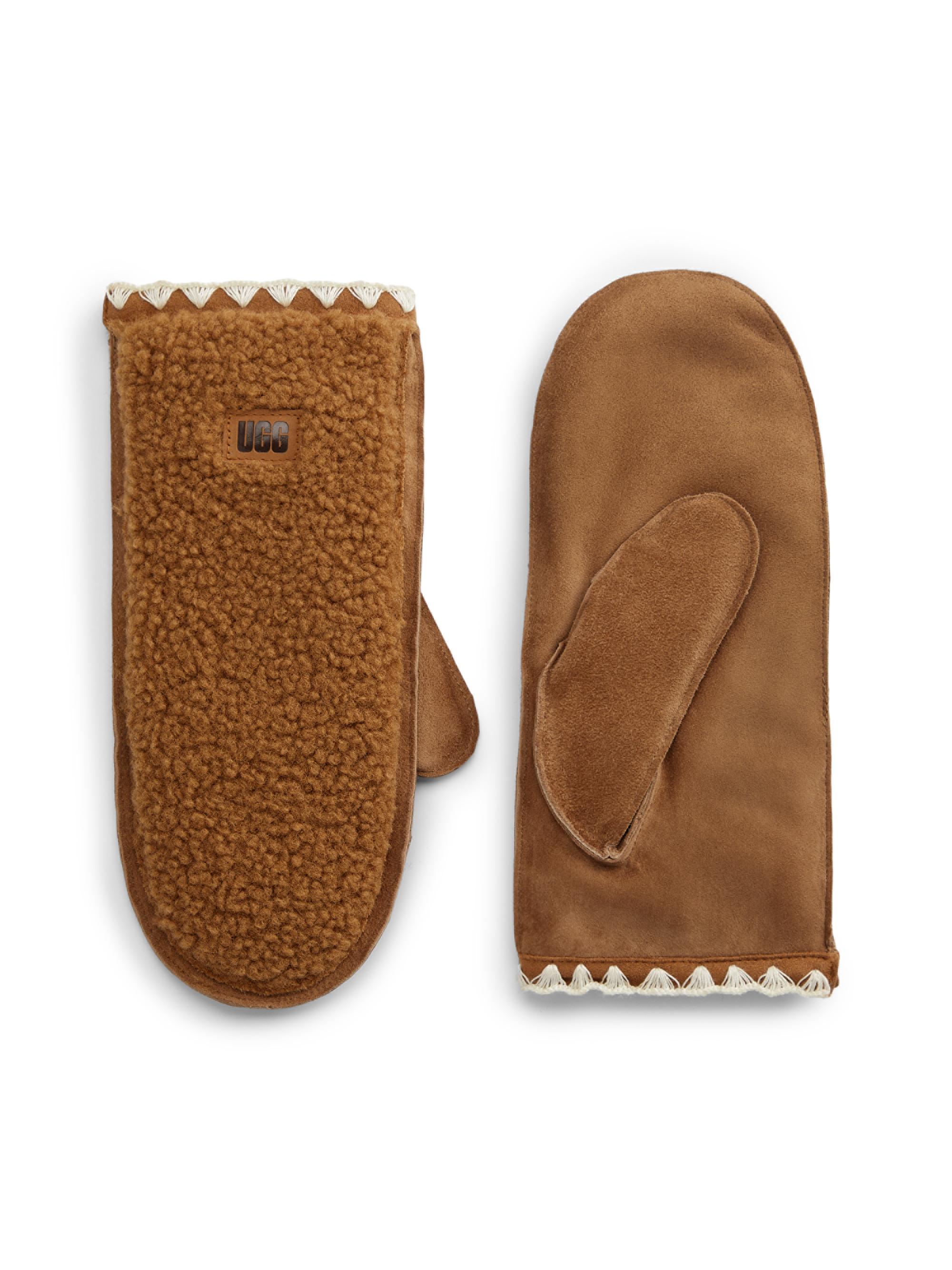 UGG アグ ミトン Sheepskin MITTENS CHESTNUT UGG Exposed Sheepskin Mittens | Saks Fifth Avenue