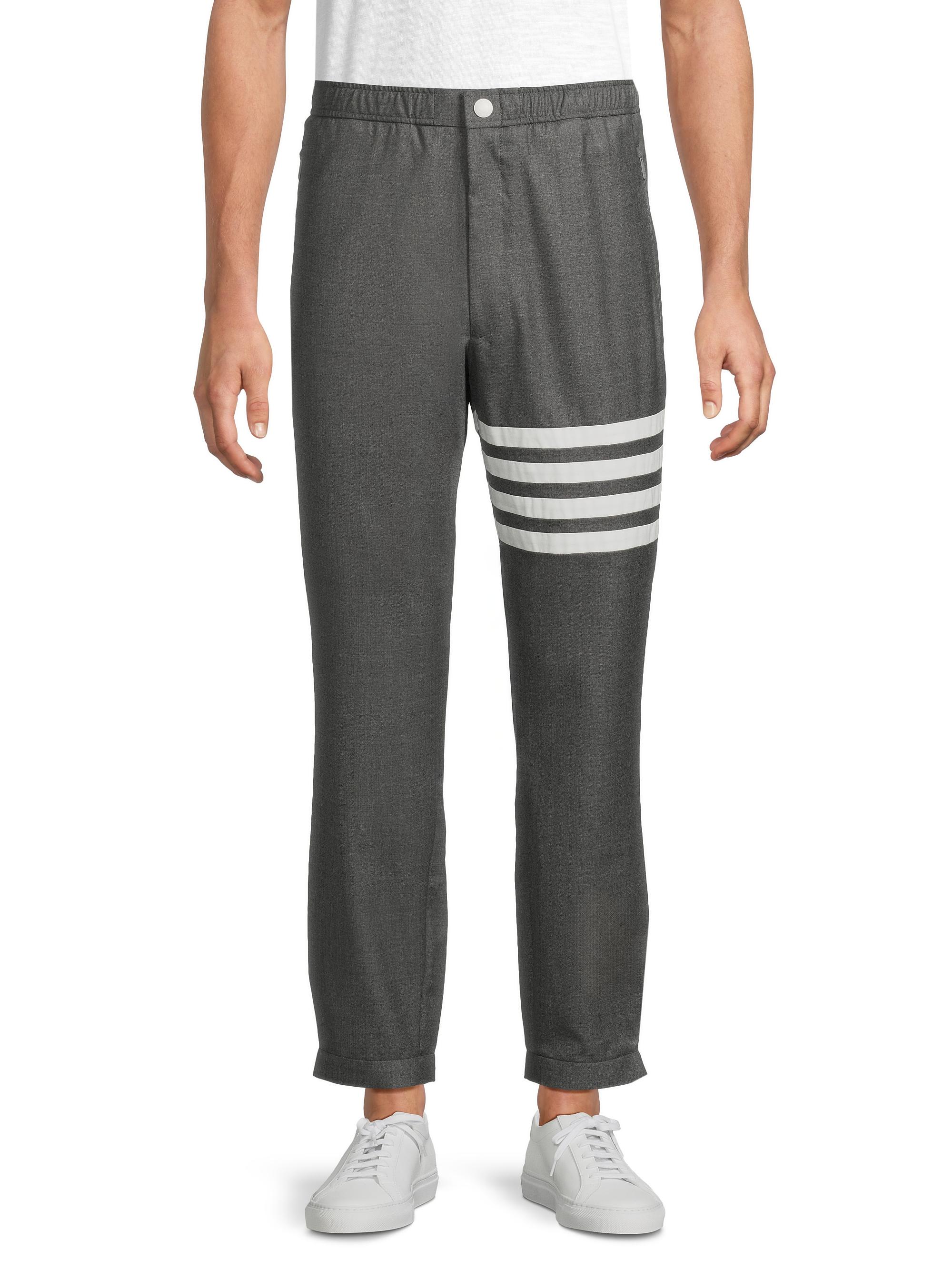 Thom Browne Striped Snap-Front Elasticized Track Trousers | Saks