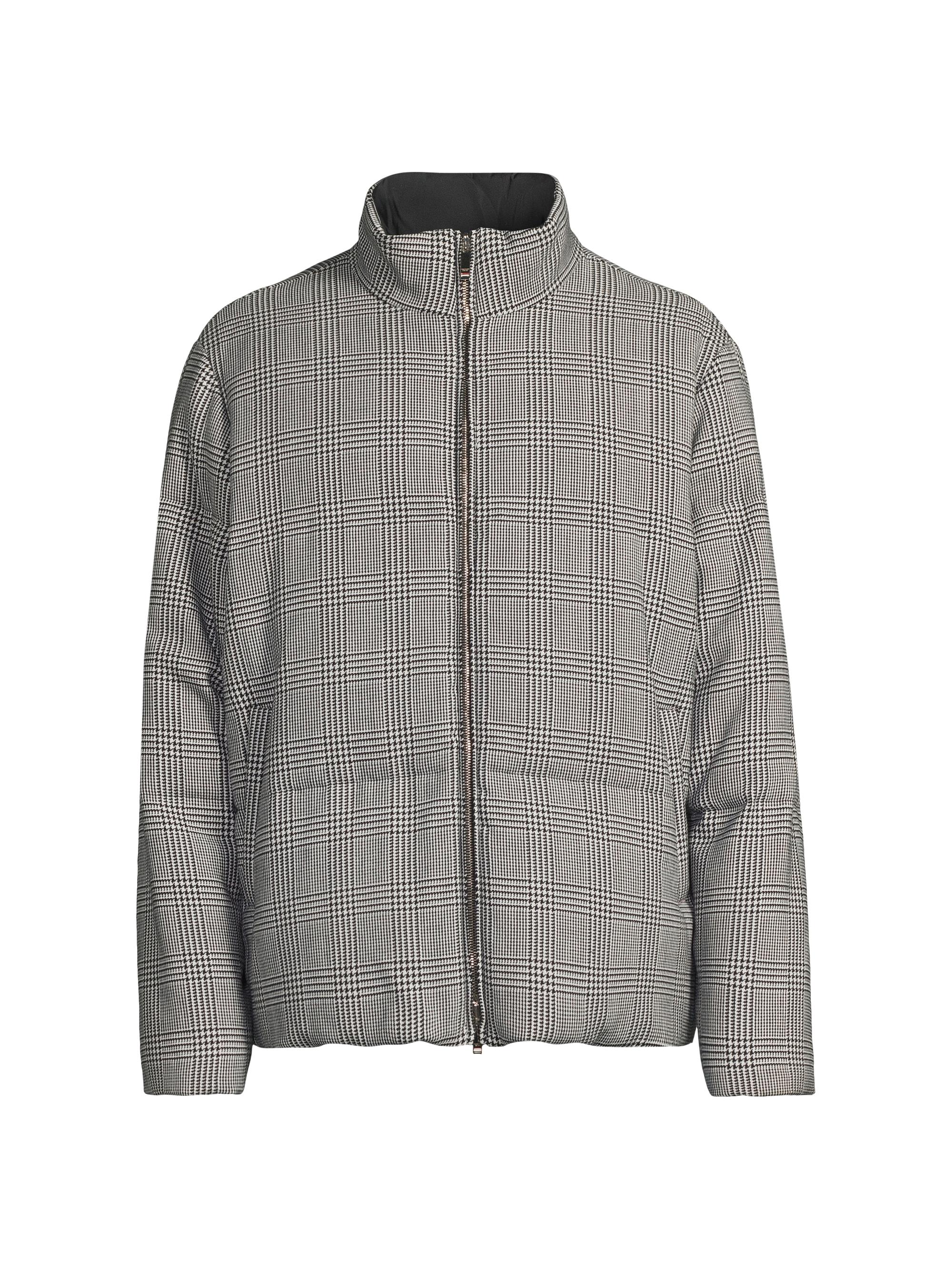 Thom Browne Men's O-4 Bar Reversible Funnel-Neck Jacket - Black White