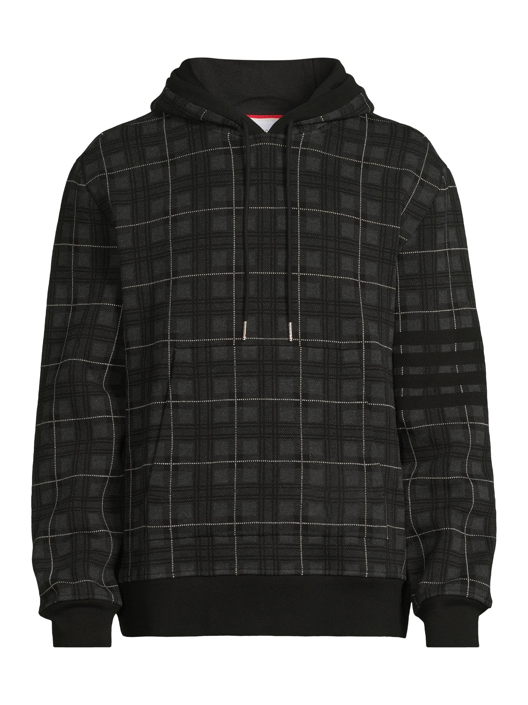 Thom Browne Men's Plaid 4-Bar Pullover Hoodie - Charcoal