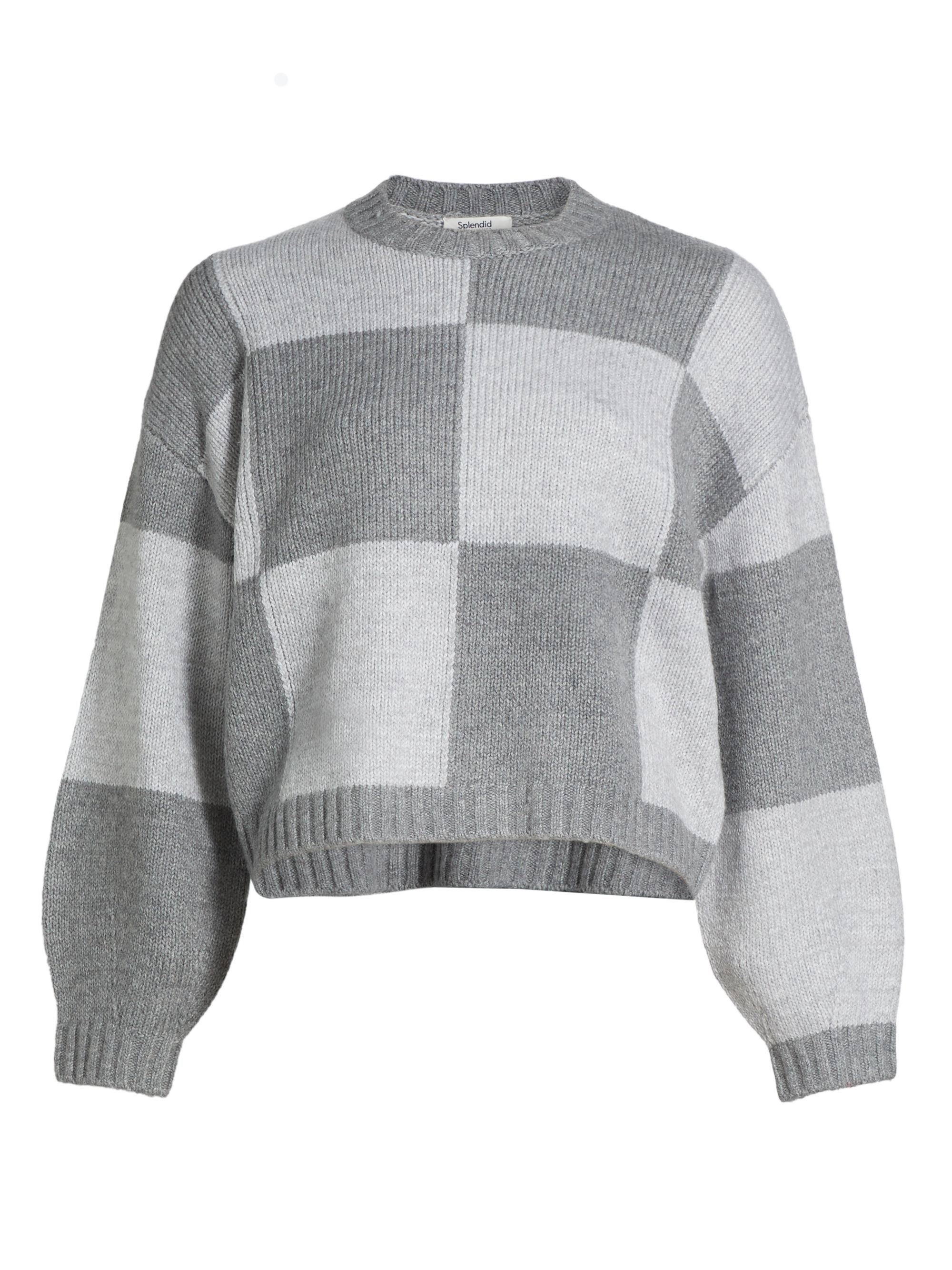 Splendid Women's Kit Colorblock Sweater - Ice Heather Grey Fog