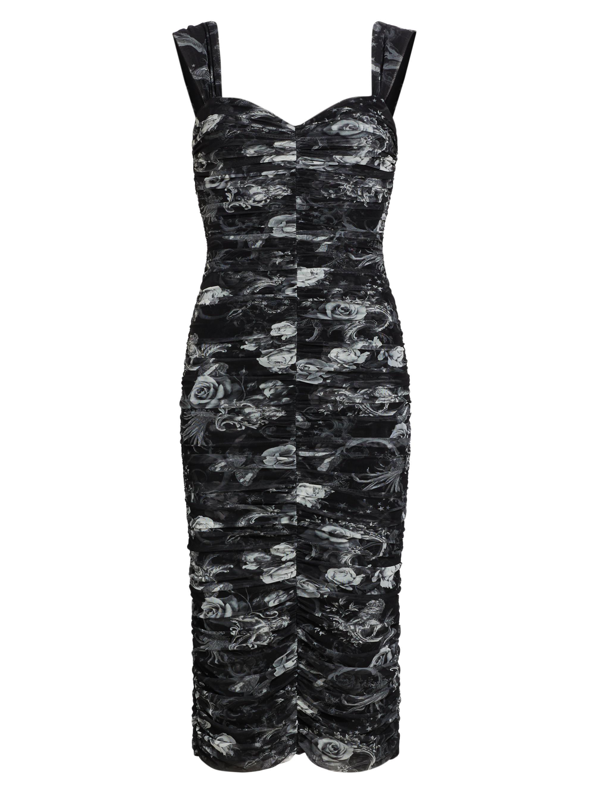 L'AGENCE Women's Winslow Floral Ruched Sleeveless Midi-Dress - Black Multi Zodiac