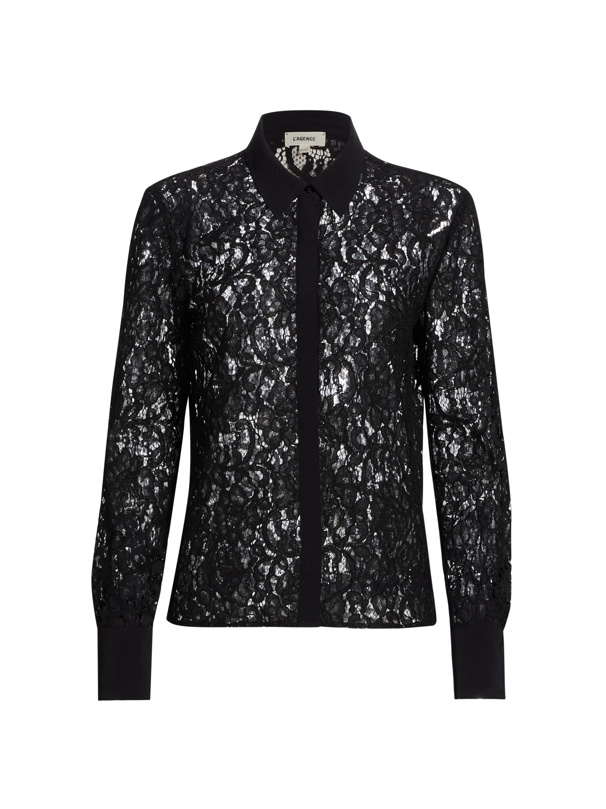 L'AGENCE Women's Maia Lace Button-Front Blouse - Black