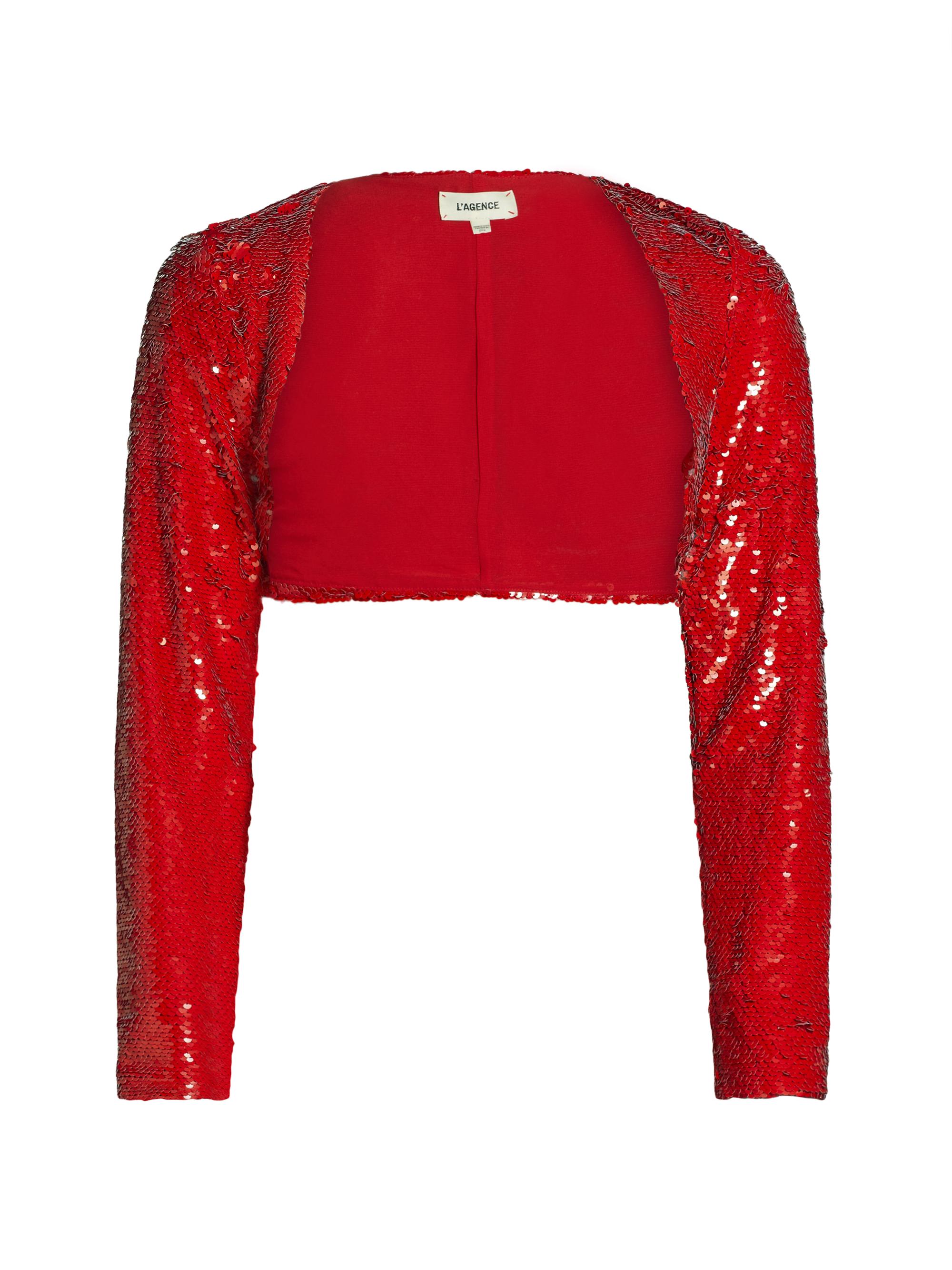 L'AGENCE Women's Rocco Sequin Shrug - Red Sequin