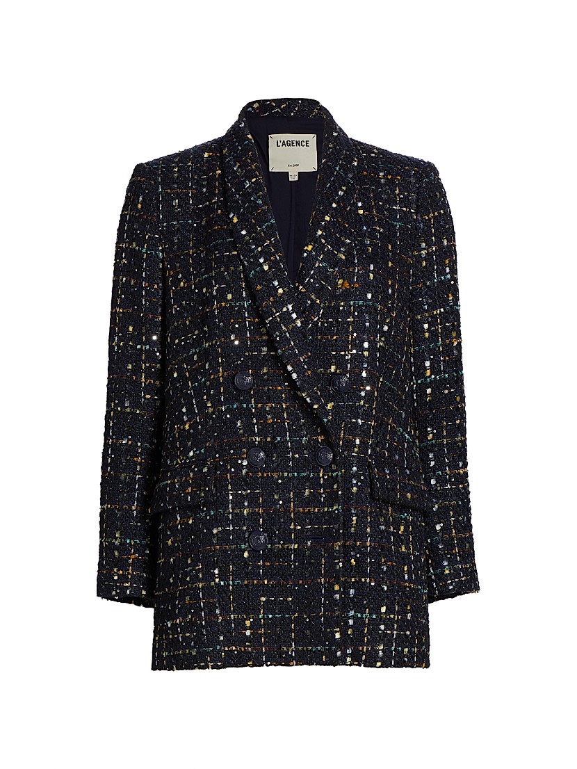 Shop L'AGENCE Jayda Tweed Double-Breasted Blazer | Saks Shop L'AGENCE Jayda Tweed Double-Breasted Blazer | Saks