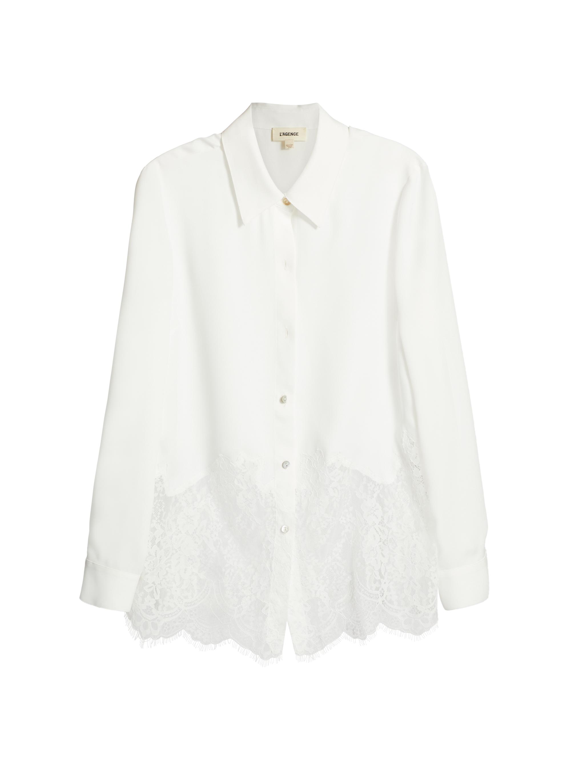 L'AGENCE Women's Adalee Lace Button-Front Blouse - White