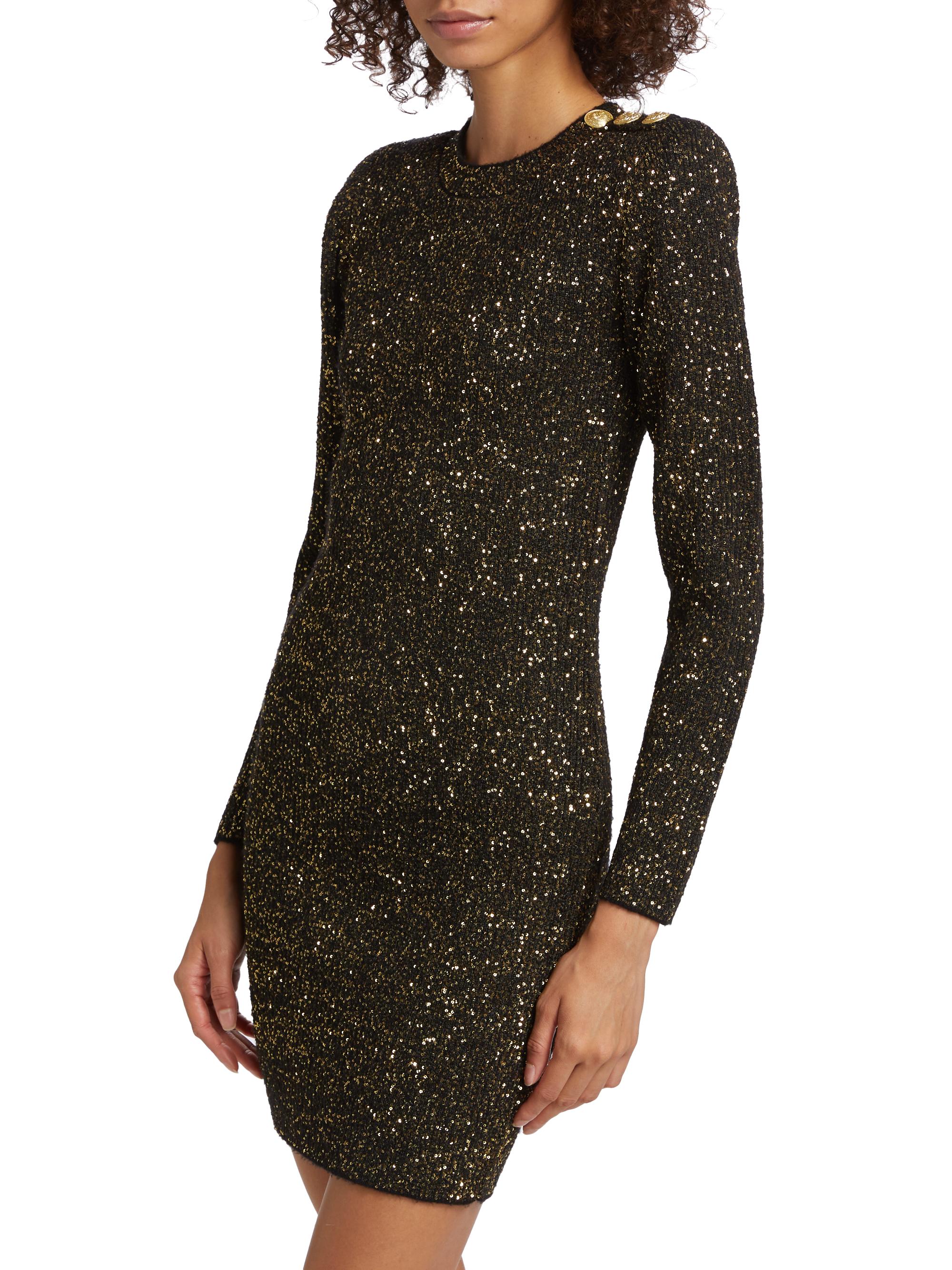 Forever 21 Women's Sequin Long-Sleeve Mini Dress With Peasant Sleeves And Tie Belt