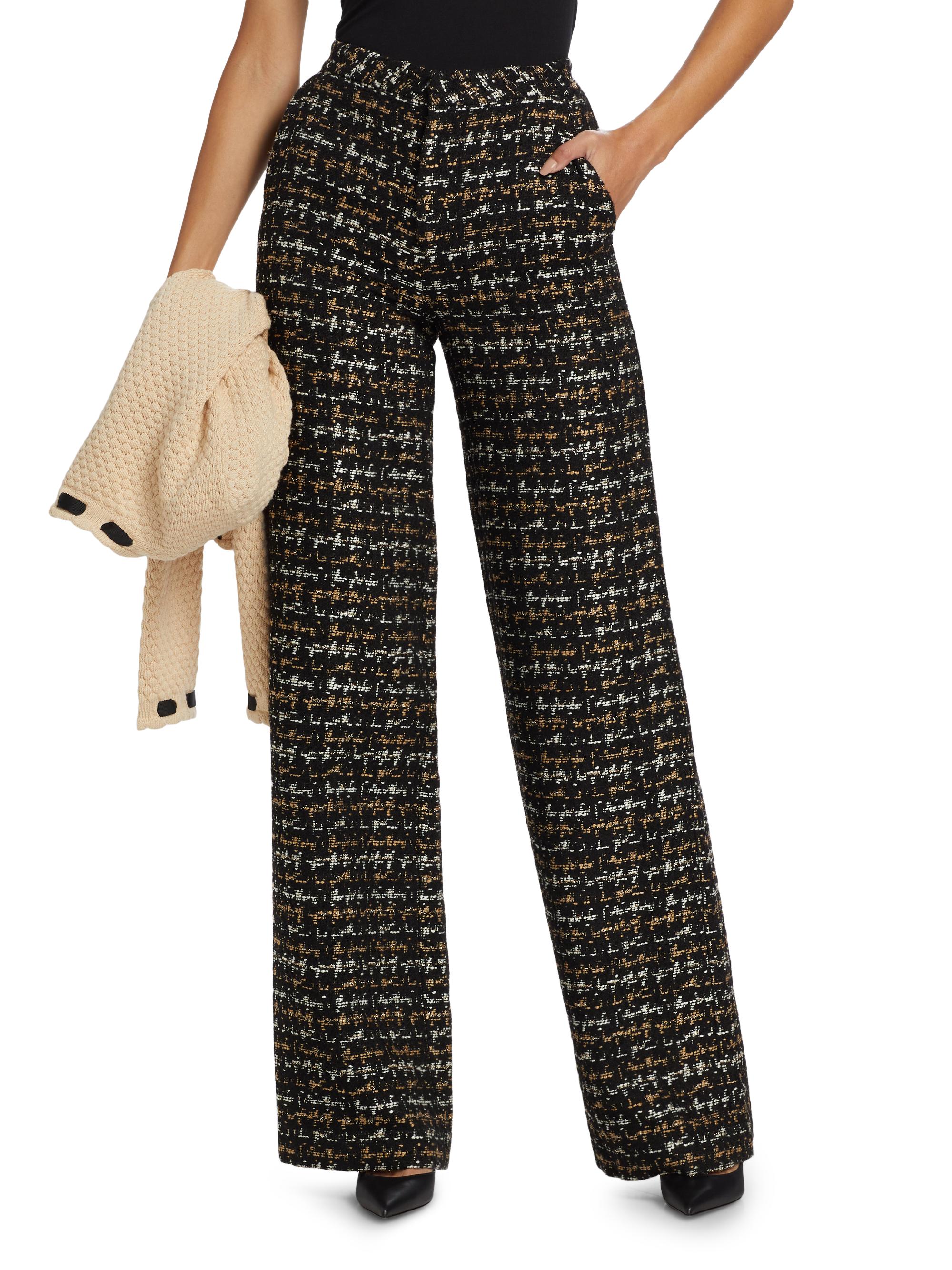 L'AGENCE Livvy Houndstooth Tweed High-Rise Straight-Leg