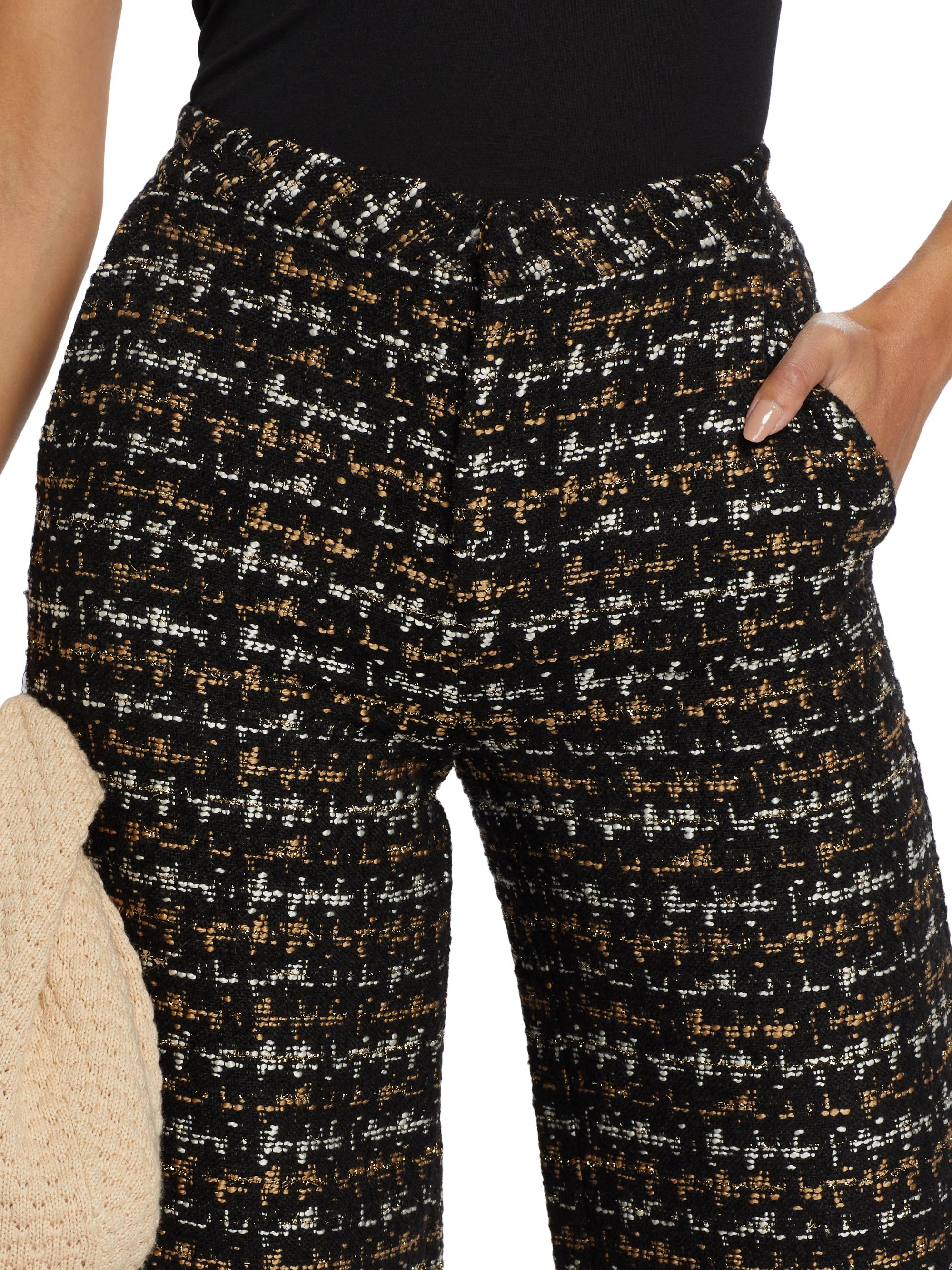 L'AGENCE Livvy Houndstooth Tweed High-Rise Straight-Leg Pants