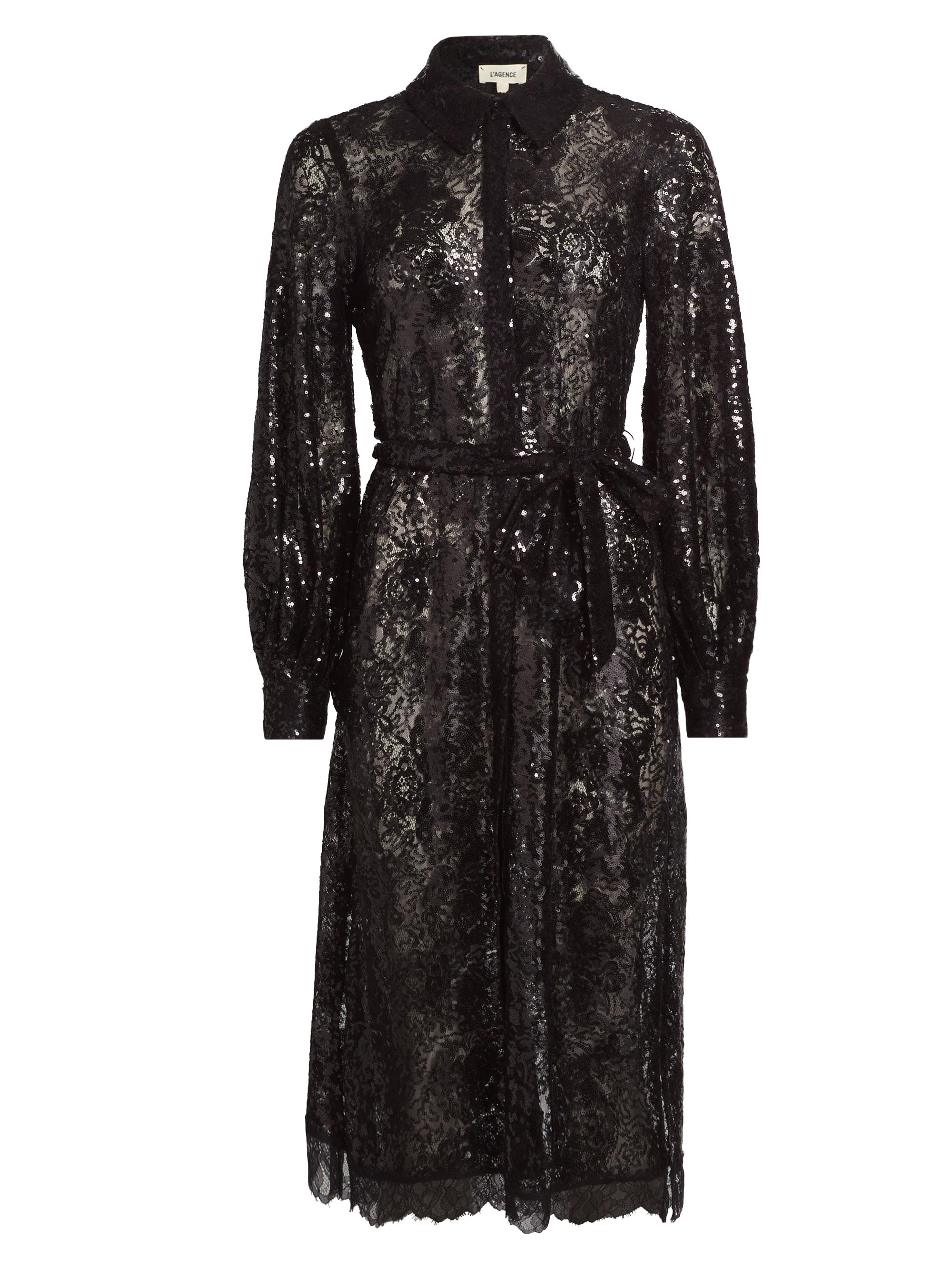 L'AGENCE Frida Embellished Lace Button-Front Midi-Shirtdress | Saks Fifth  Avenue