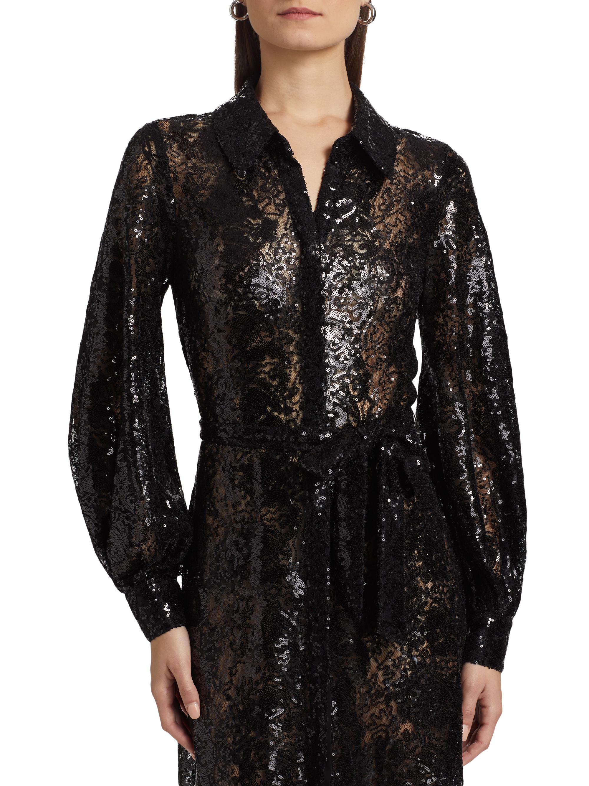 L'AGENCE Frida Embellished Lace Button-Front Midi-Shirtdress | Saks Fifth  Avenue