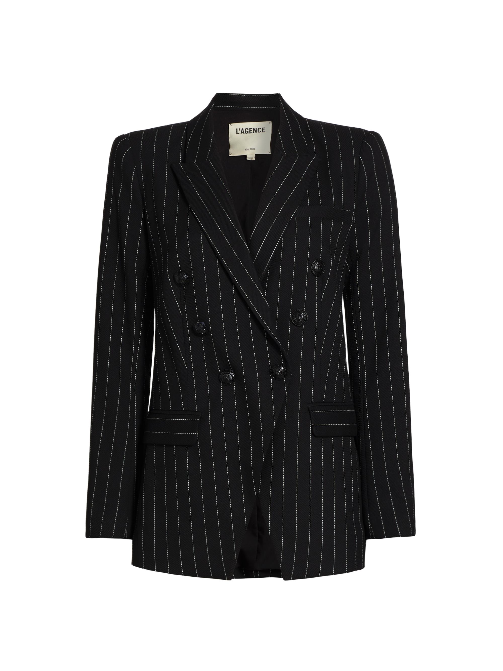L'AGENCE Kendi Pinstriped Double-Breasted Blazer | Saks Fifth Avenue