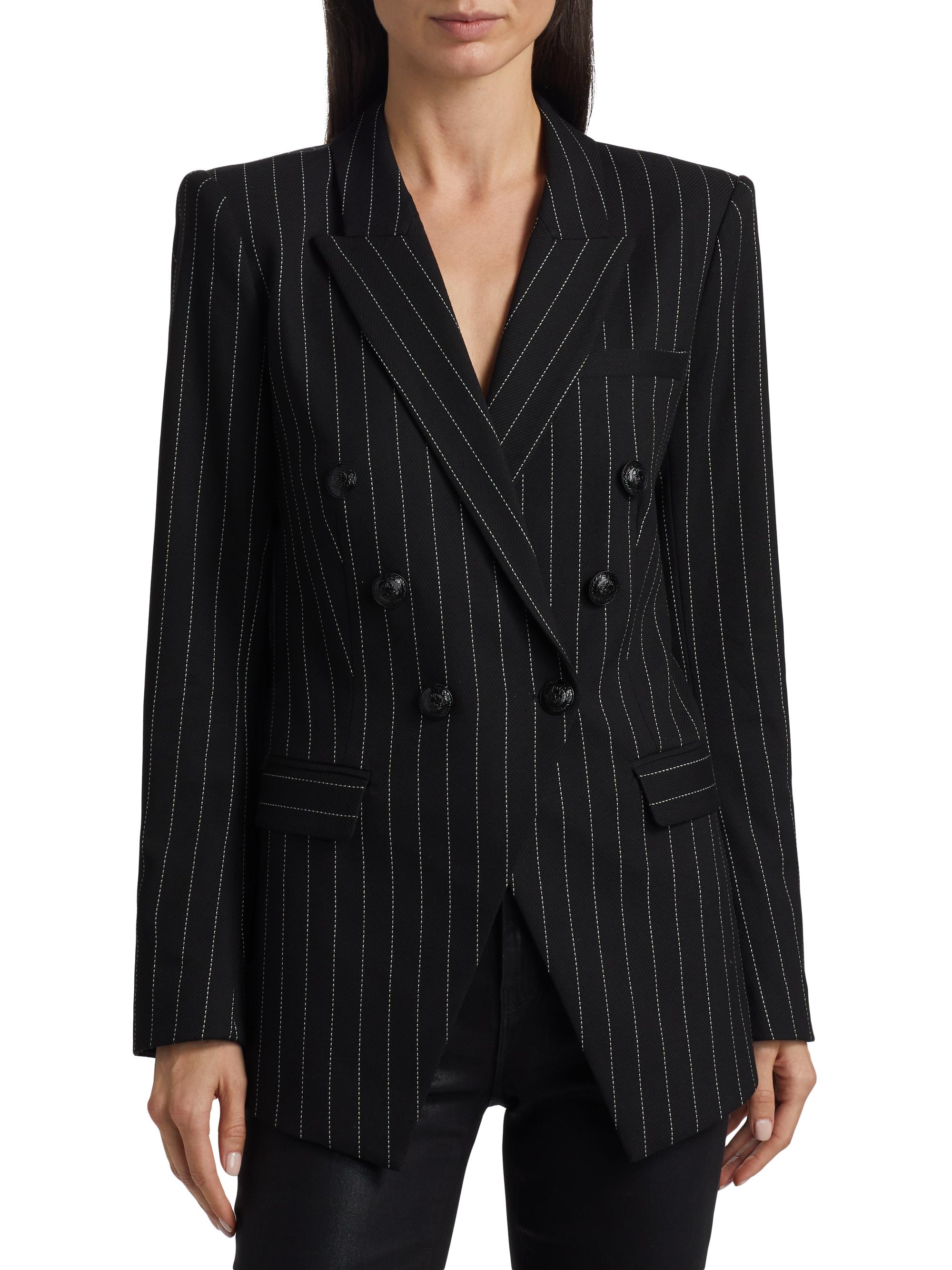 L'AGENCE Kendi Pinstriped Double-Breasted Blazer | Saks Fifth Avenue