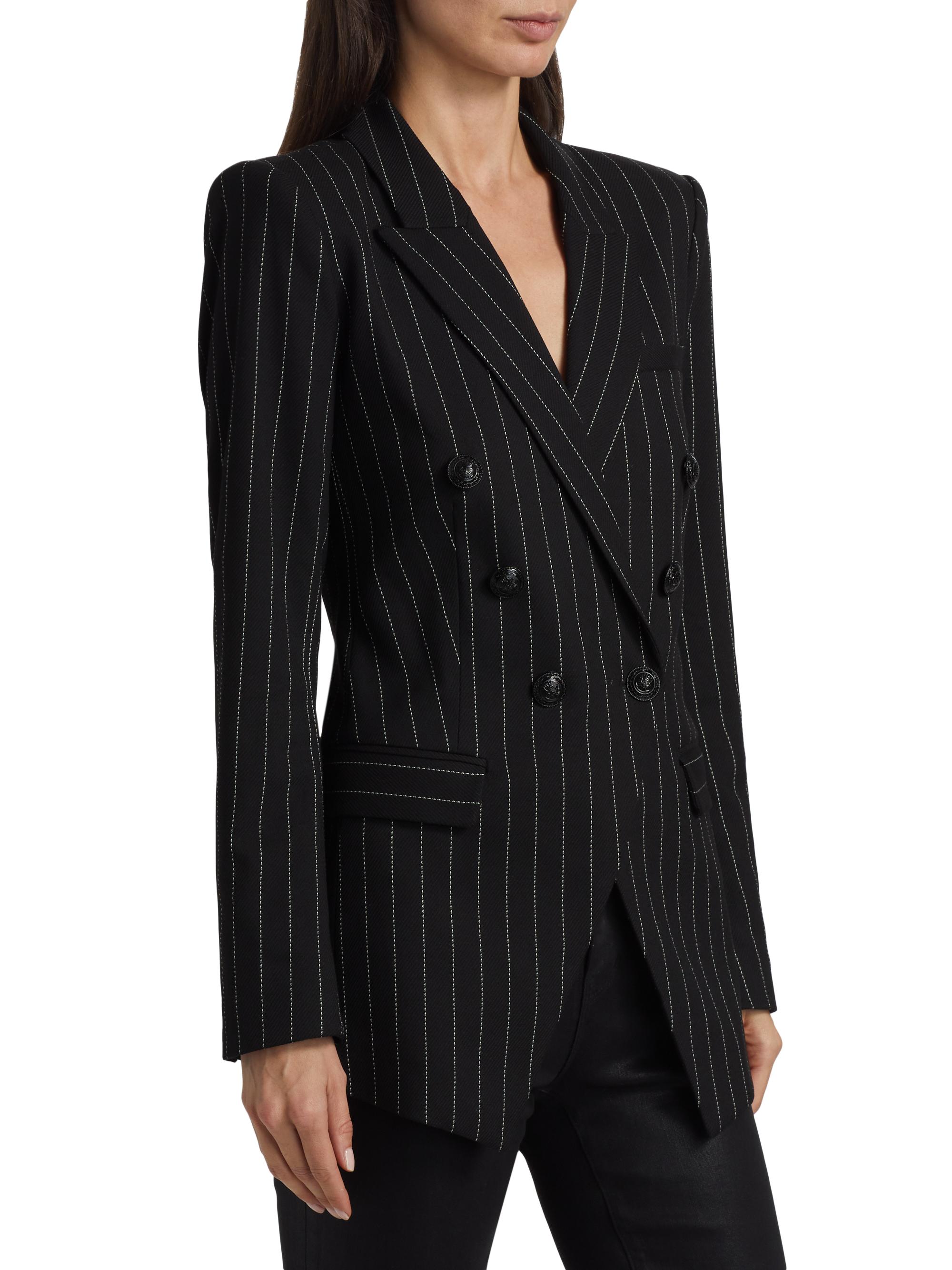 L'AGENCE Kendi Pinstriped Double-Breasted Blazer | Saks Fifth Avenue