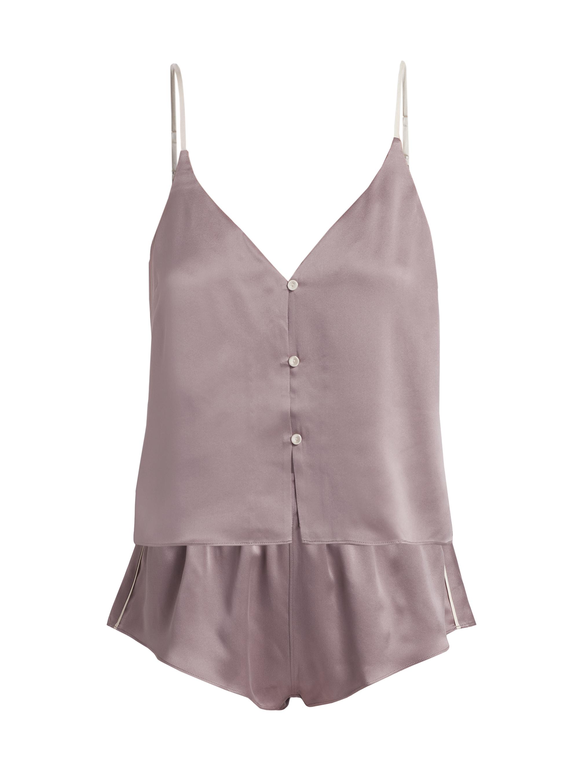 Lunya Women's Satin Silk Tank Pajama Set - Frosted Crocus Swan White