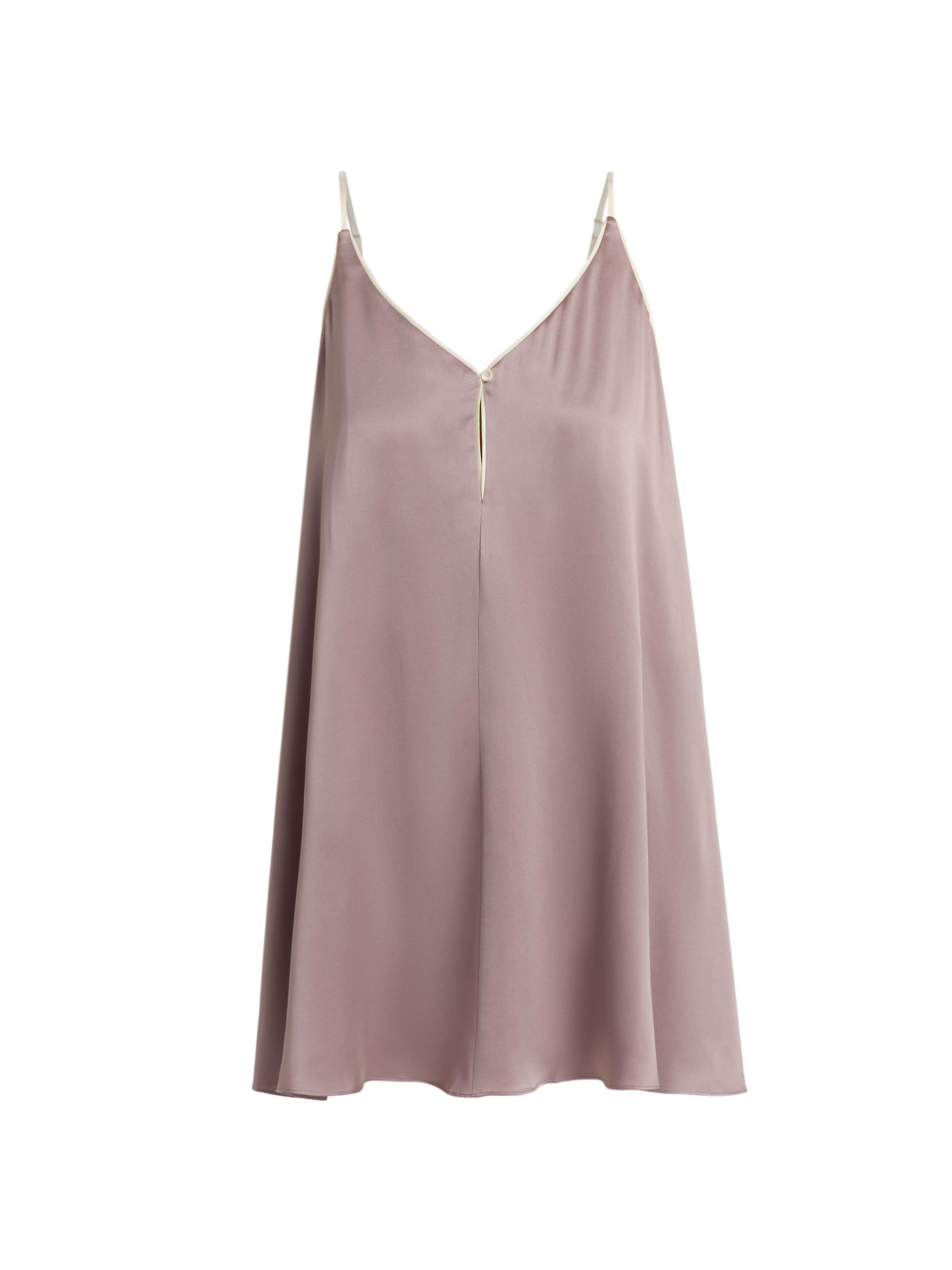 Lunya Women's Satin Silk V-Neck Nightie - Frosted Crocus Swan White