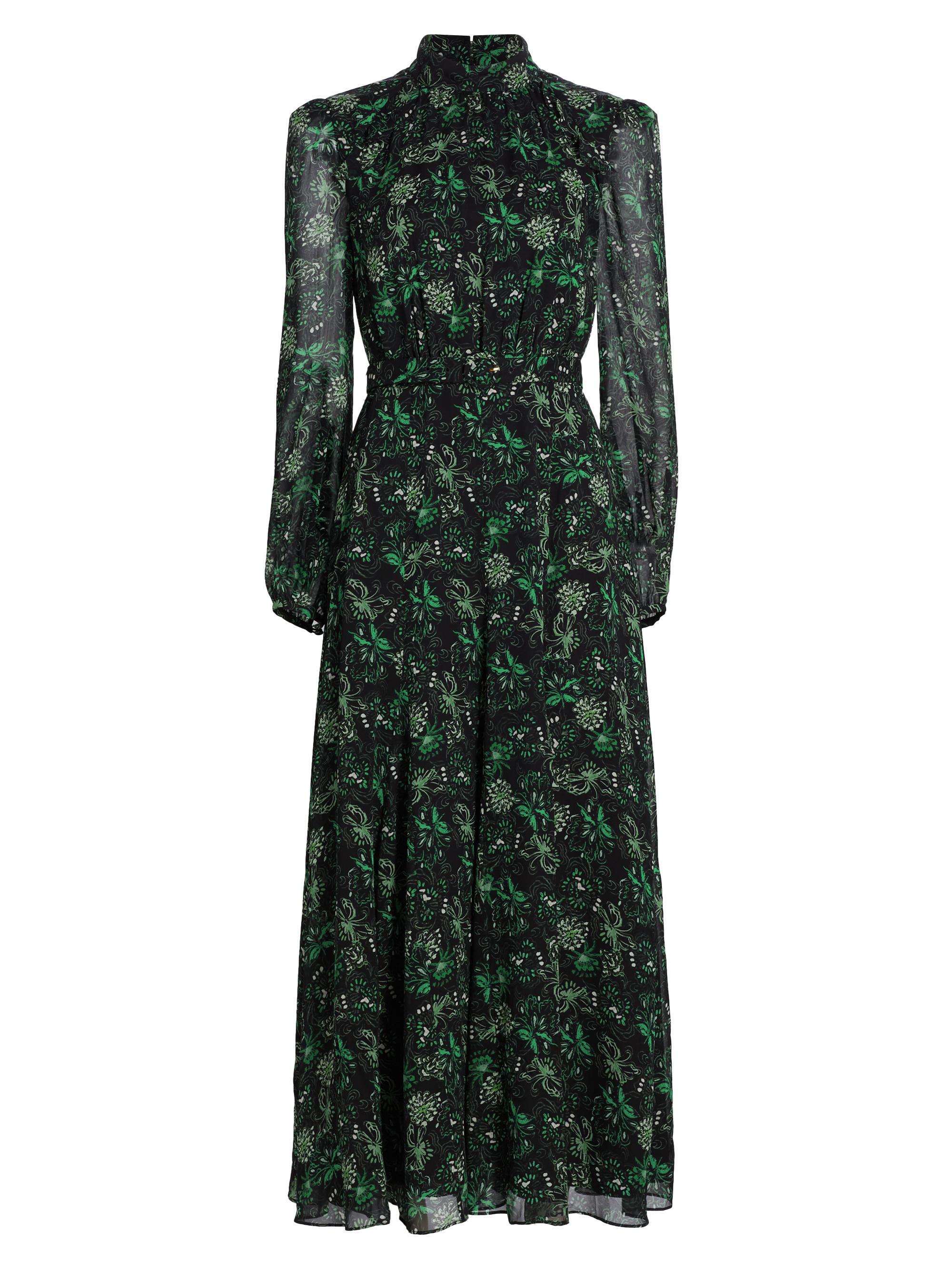 Saloni Women's Jacqui Silk Georgette Maxi Dress - Orchard Evergreen