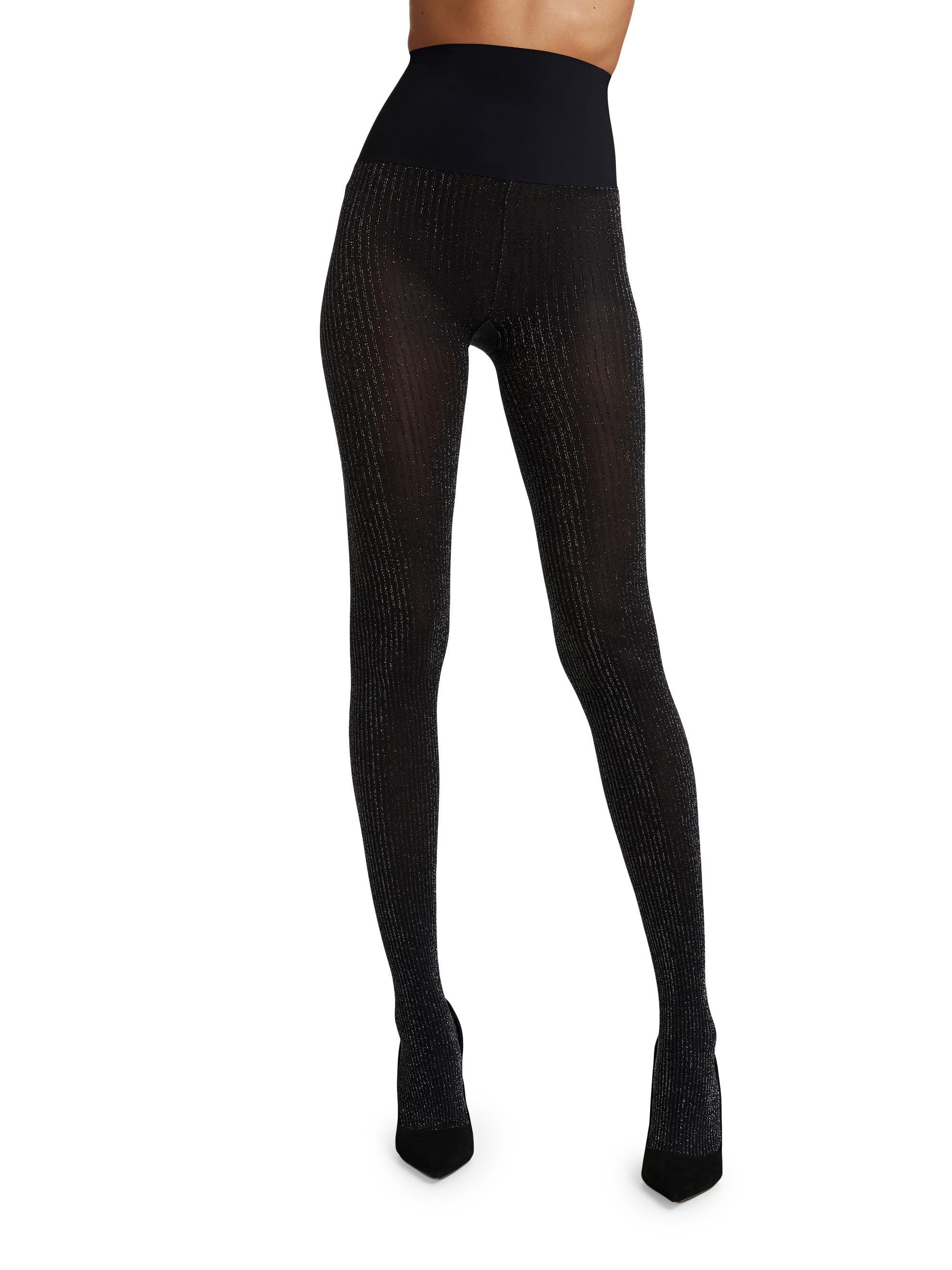 Commando Women's Sparkle Rib-Knit Semi-Opaque Tights - Black