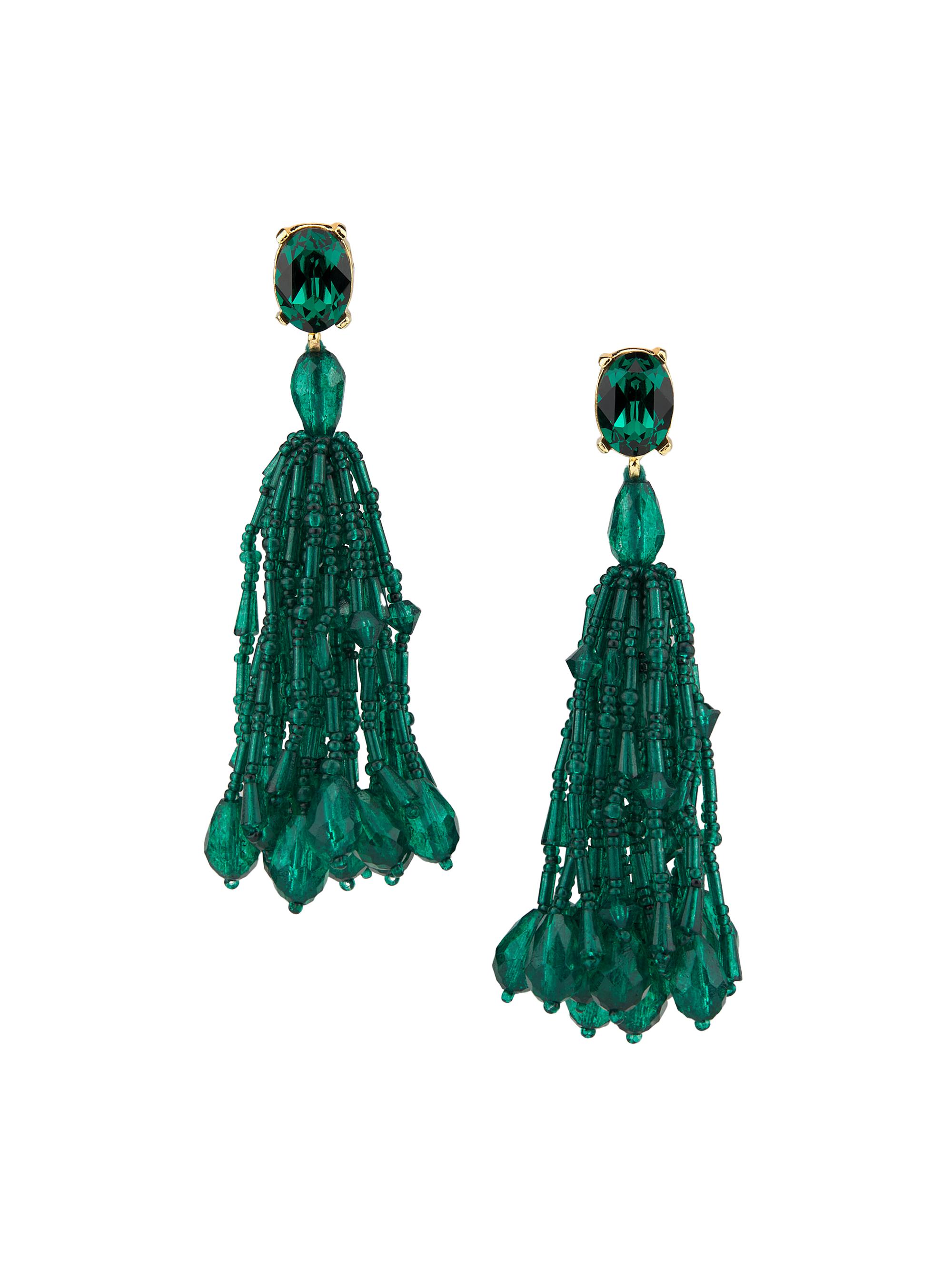 Oscar de la Renta Women's Goldtone & Glass Beaded Clip-On Tassel Earrings - Green Multi