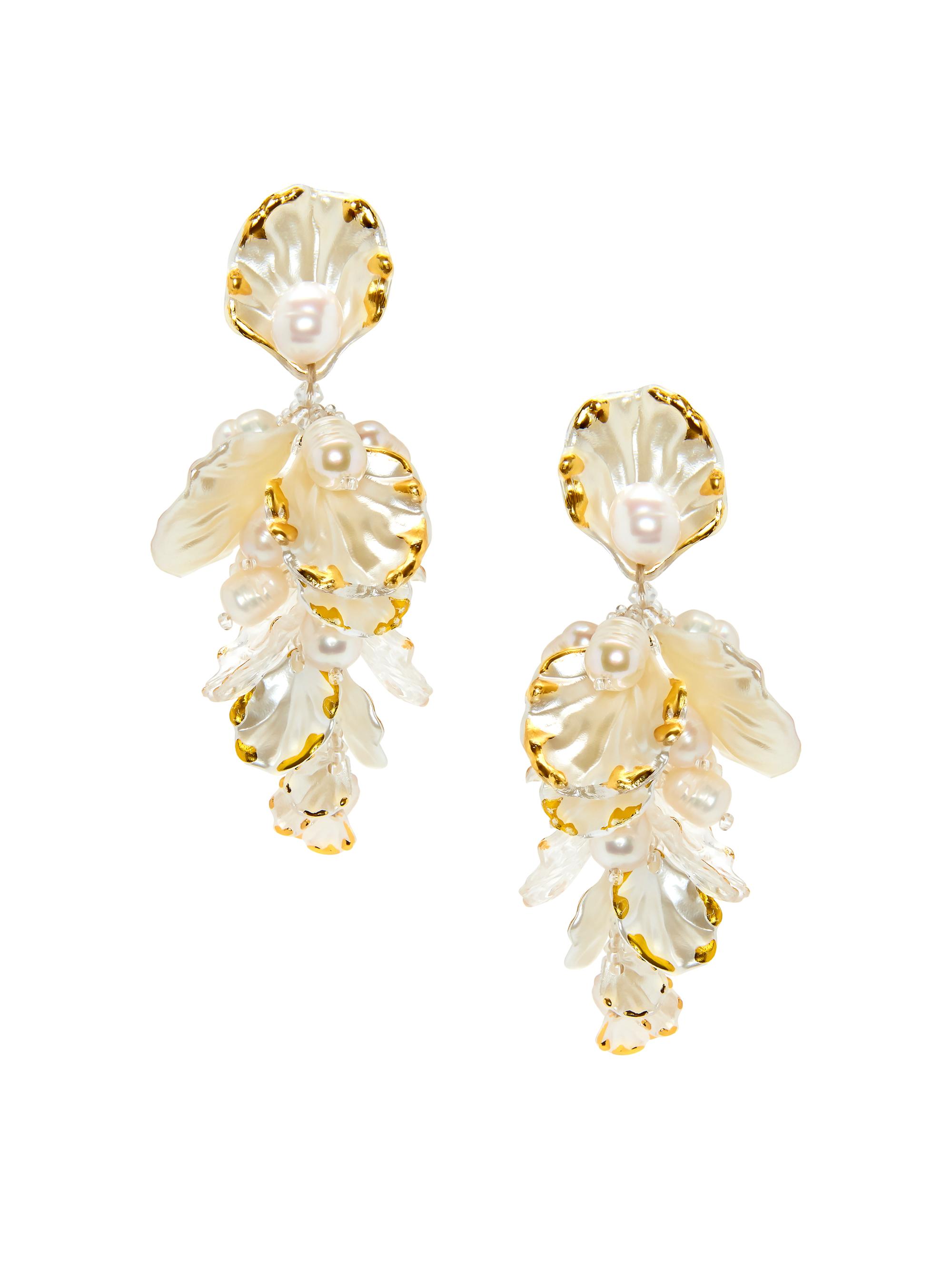 Oscar de la Renta Women's Goldtone, Mother-Of-Pearl & Imitation Pearl Drop Earrings -
