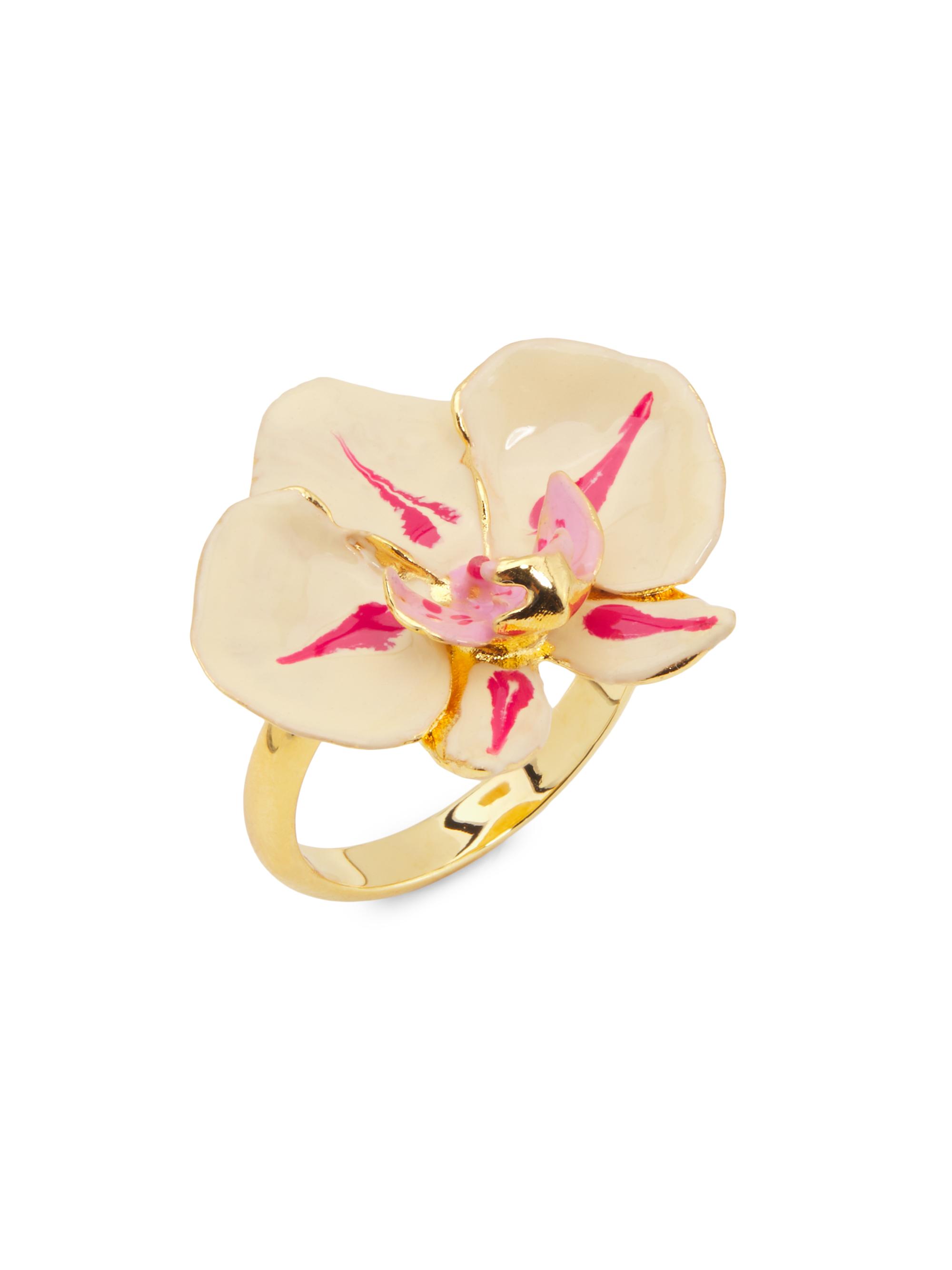 Oscar de la Renta Women's 24K-Gold-Plated & Enamel Orchid Ring -  Multi