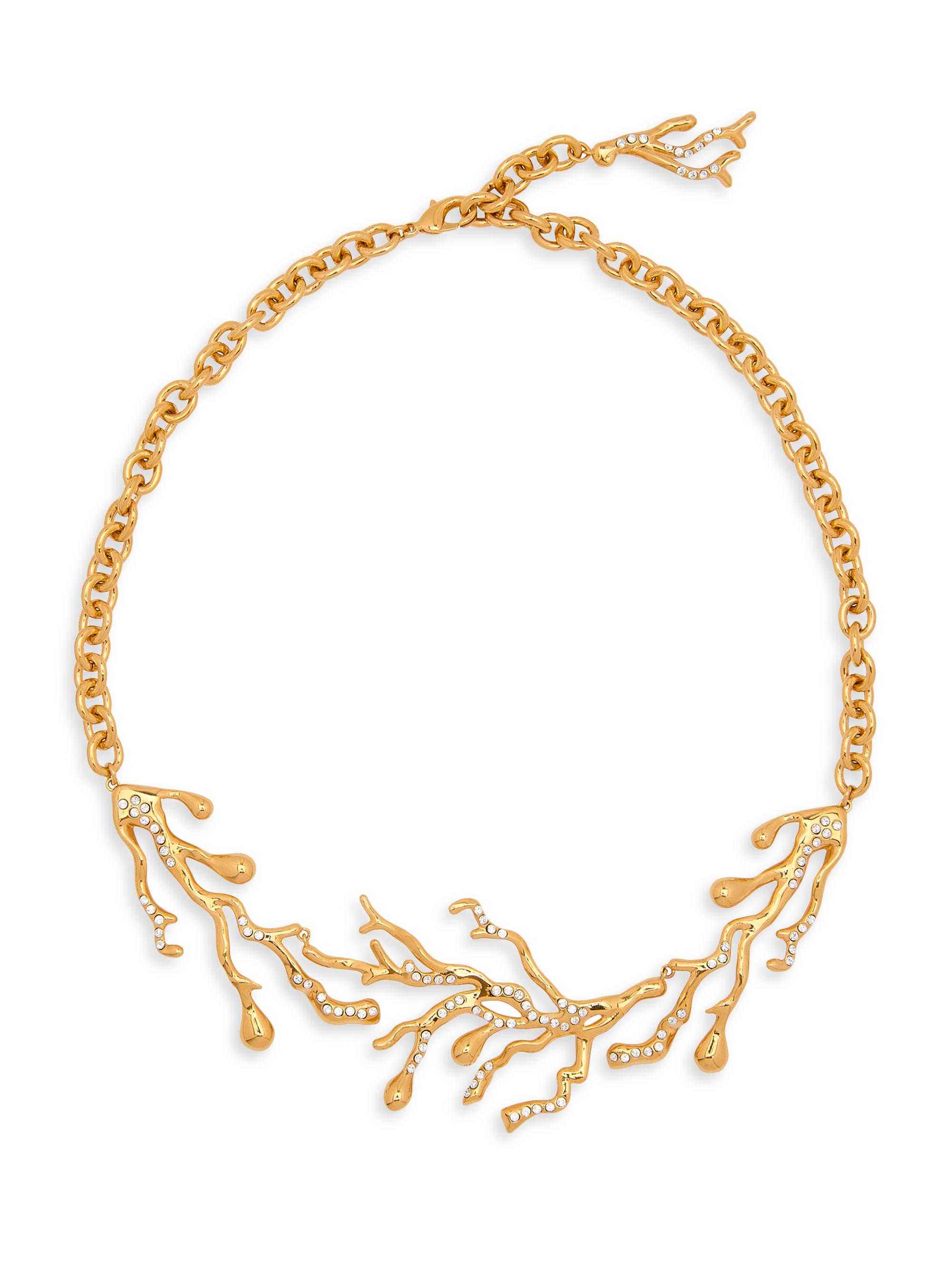 Oscar de la Renta Women's 24K-Gold-Plated & Crystal Coral Drops Necklace - Gold