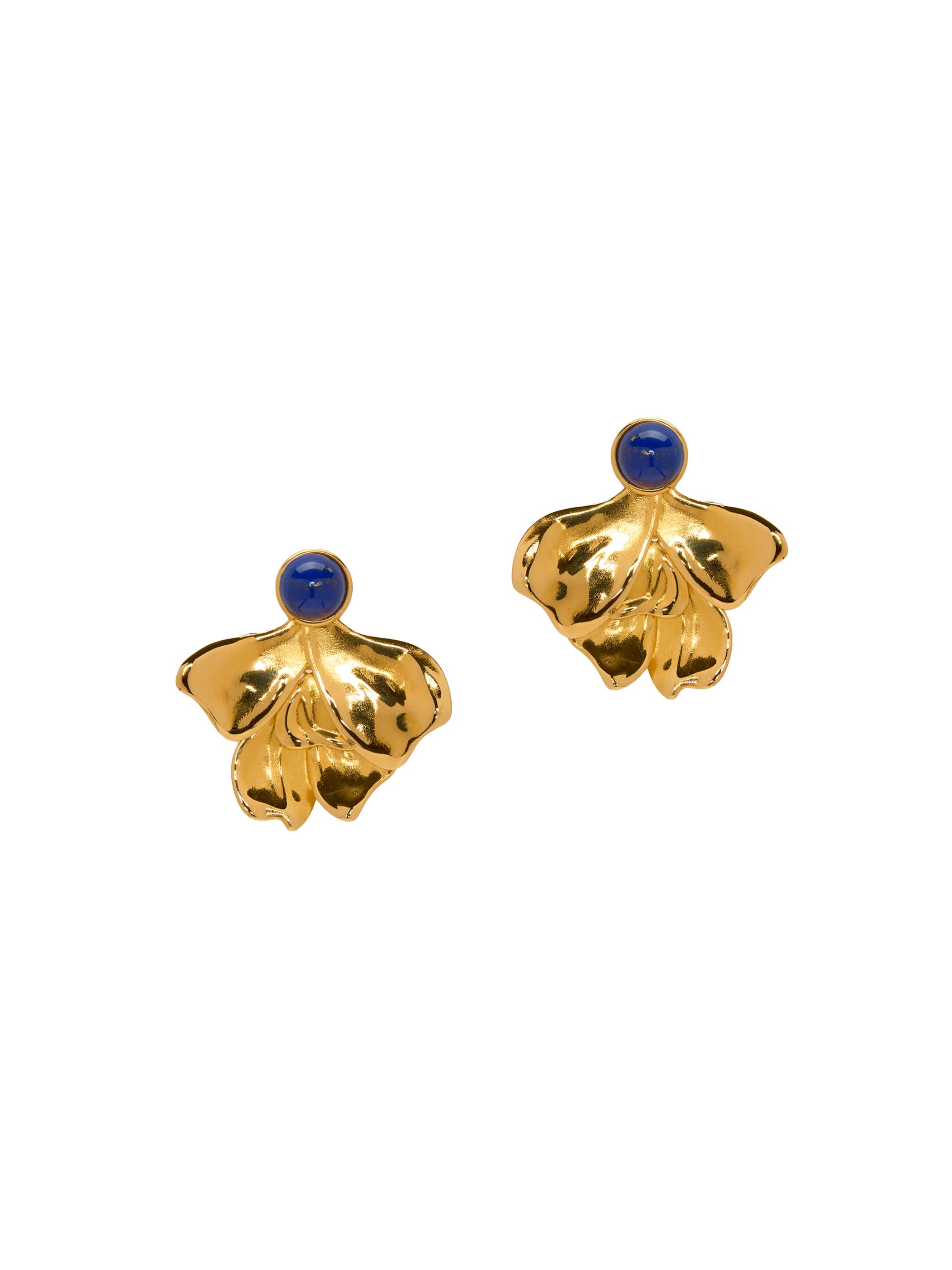 Oscar de la Renta Women's 24K-Gold-Plated & Lapis Paste Smooth Petal Clip-On Earrings - Lapis