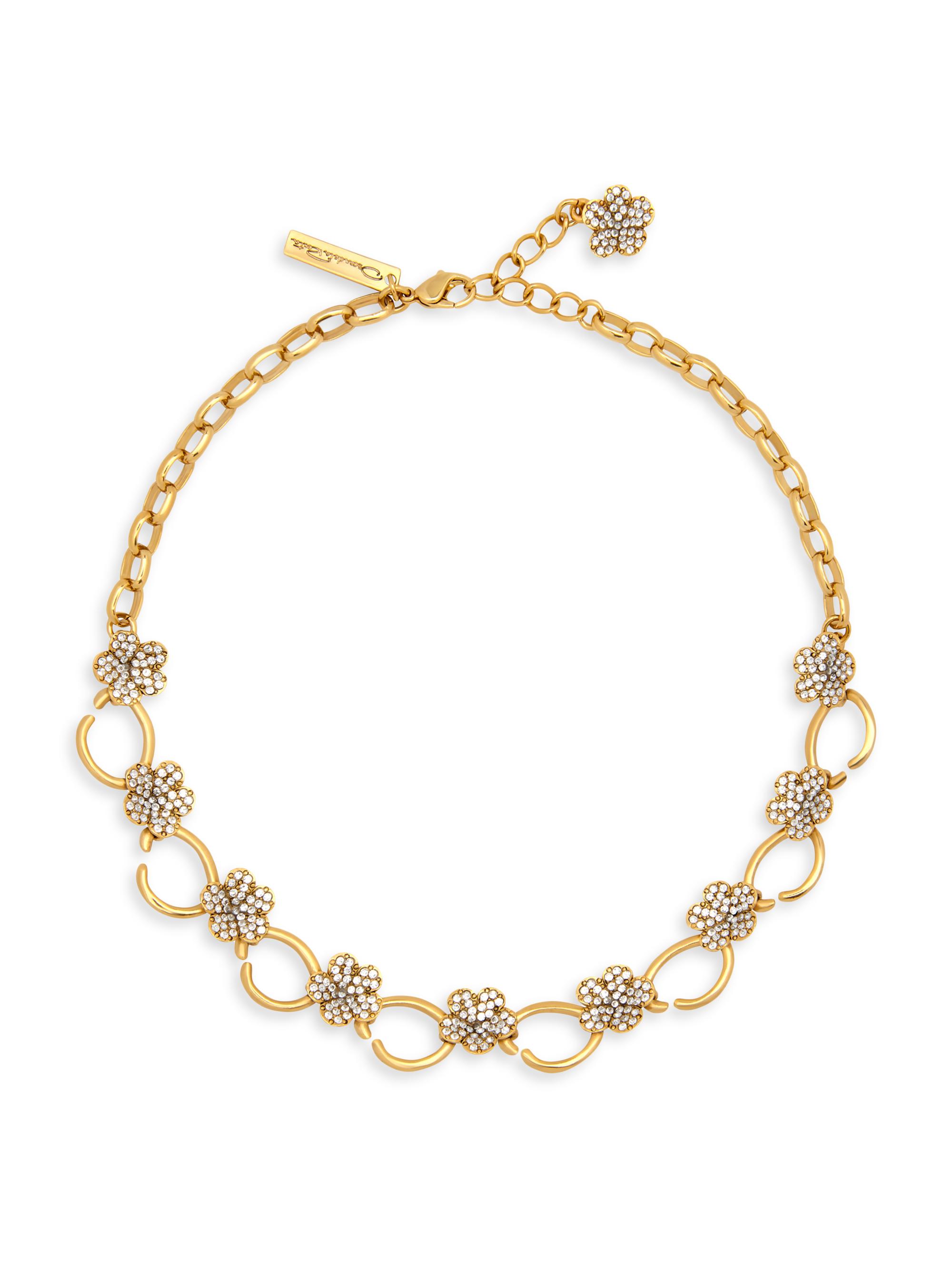 Oscar de la Renta Women's 24K-Gold-Plated & Crystal Flowers Necklace - Crystal