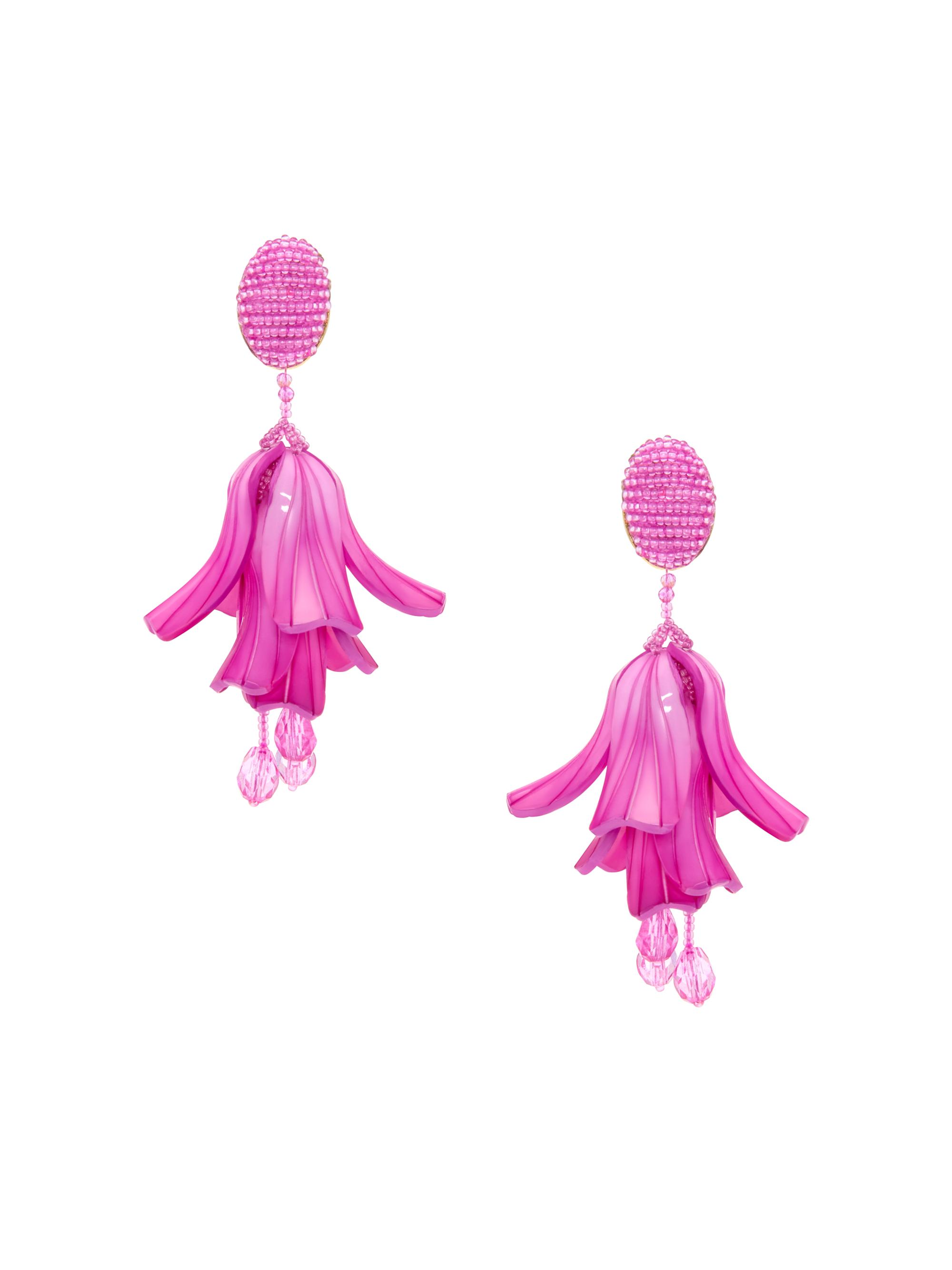 Oscar de la Renta Women's Goldtone, Acrylic & Glass Floral Clip-On Drop Earrings - Rose