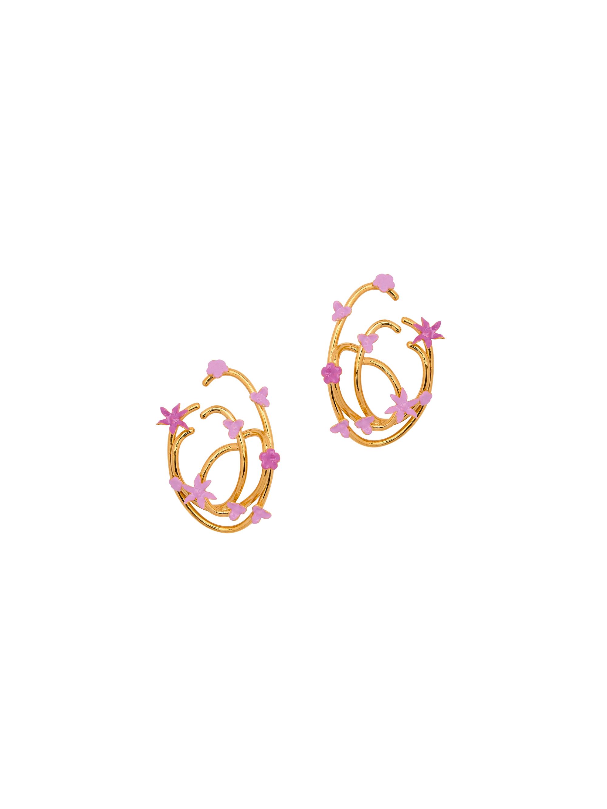 Oscar de la Renta Women's 24K-Gold-Plated & Enamel Flowers Earrings - Rose