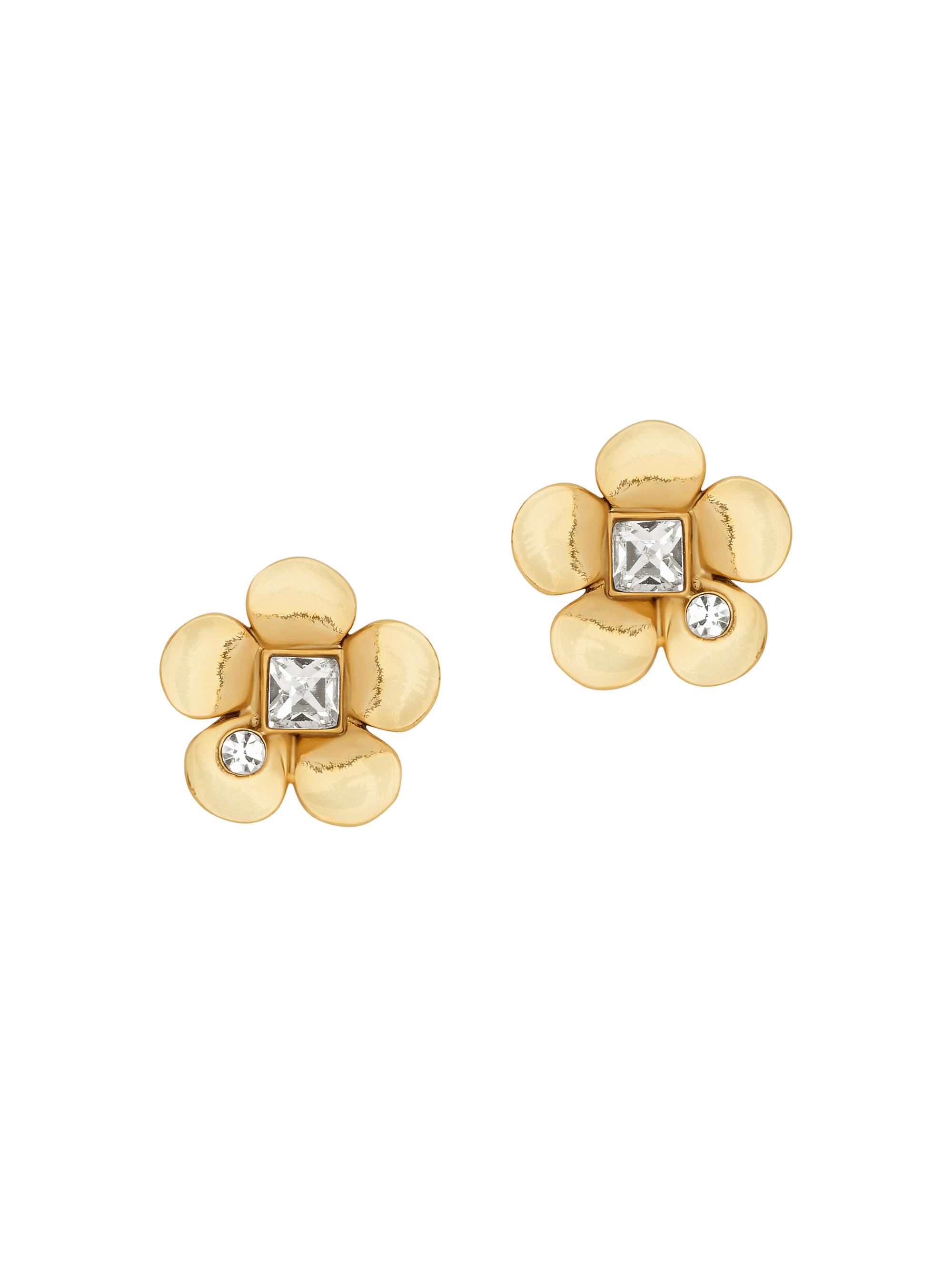 Oscar de la Renta Women's 24K-Gold-Plated & Crystal Flower Stud Earrings - Gold