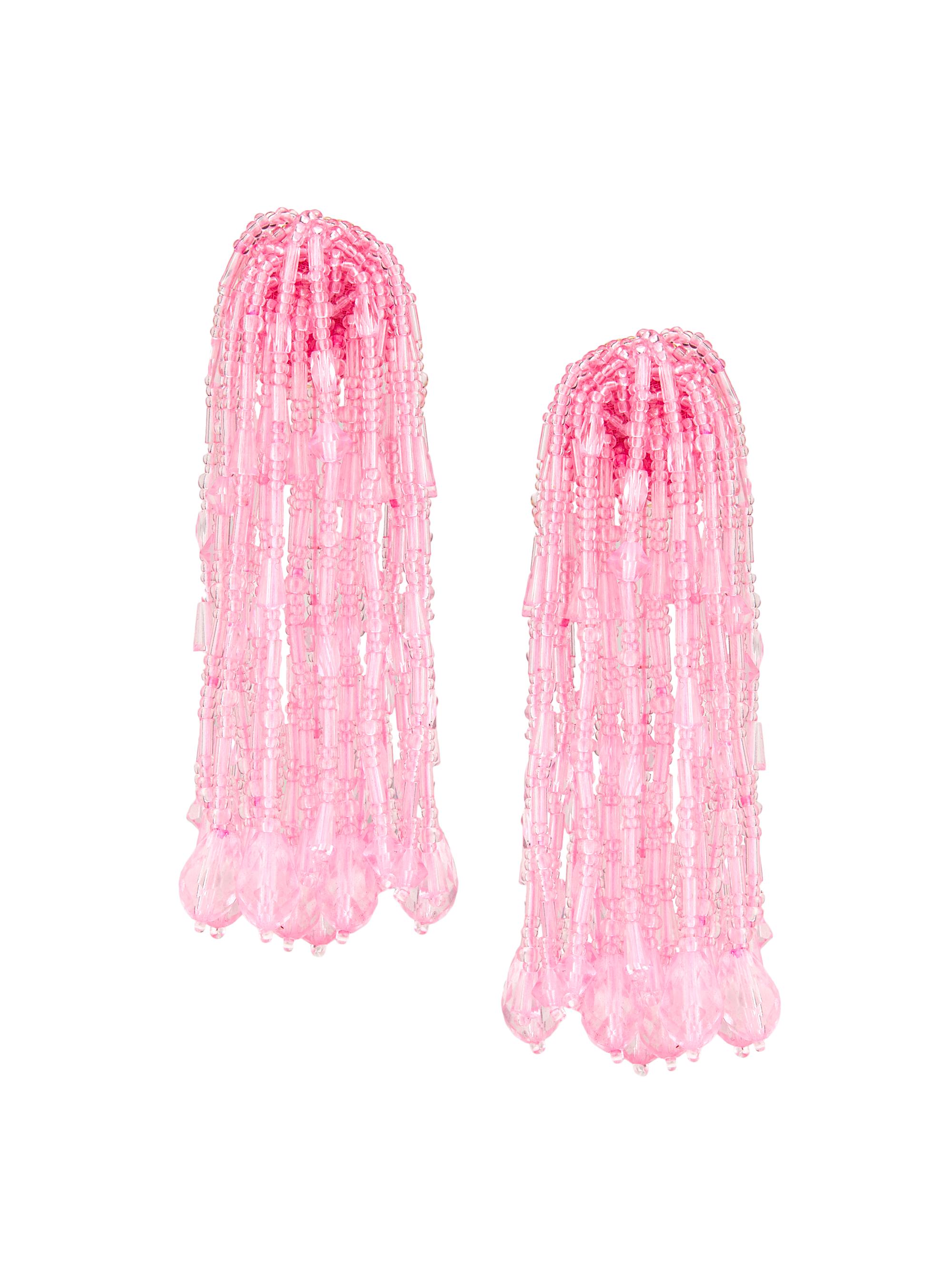 Oscar de la Renta Women's Pompon Goldtone & Glass Beaded Clip-On Tassel Earrings - Rose