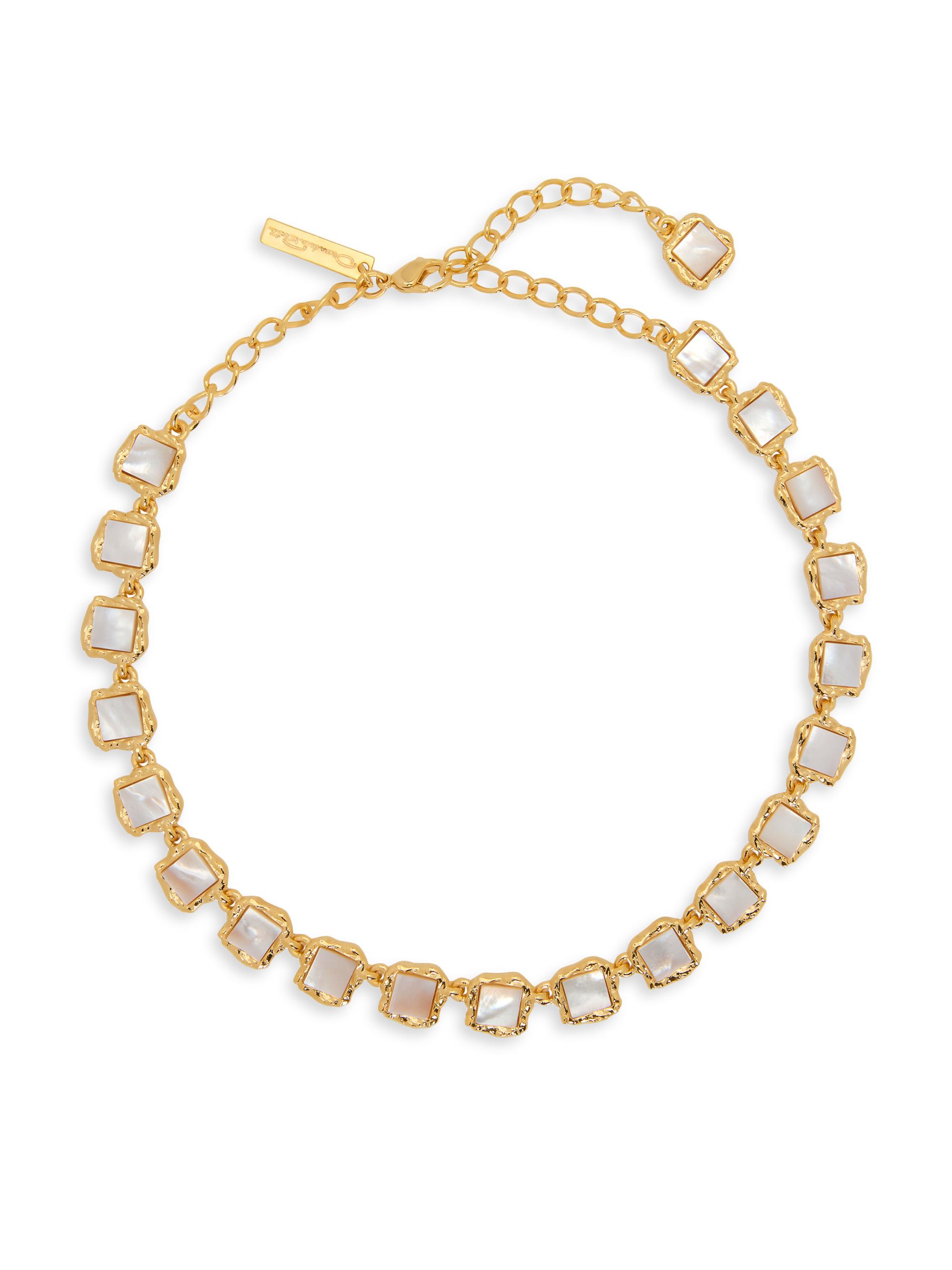 Oscar de la Renta Women's Tiles 14K-Gold-Plated & Semiprecious Stone Necklace - White Mother Pearl