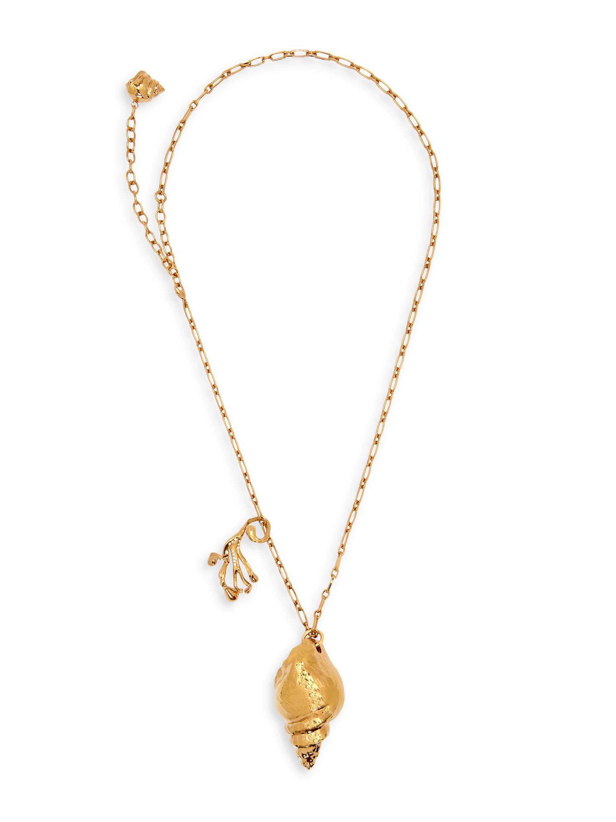 Oscar de la Renta Women's 24K-Gold-Plated Shell & Coral Charm Long Necklace - Gold