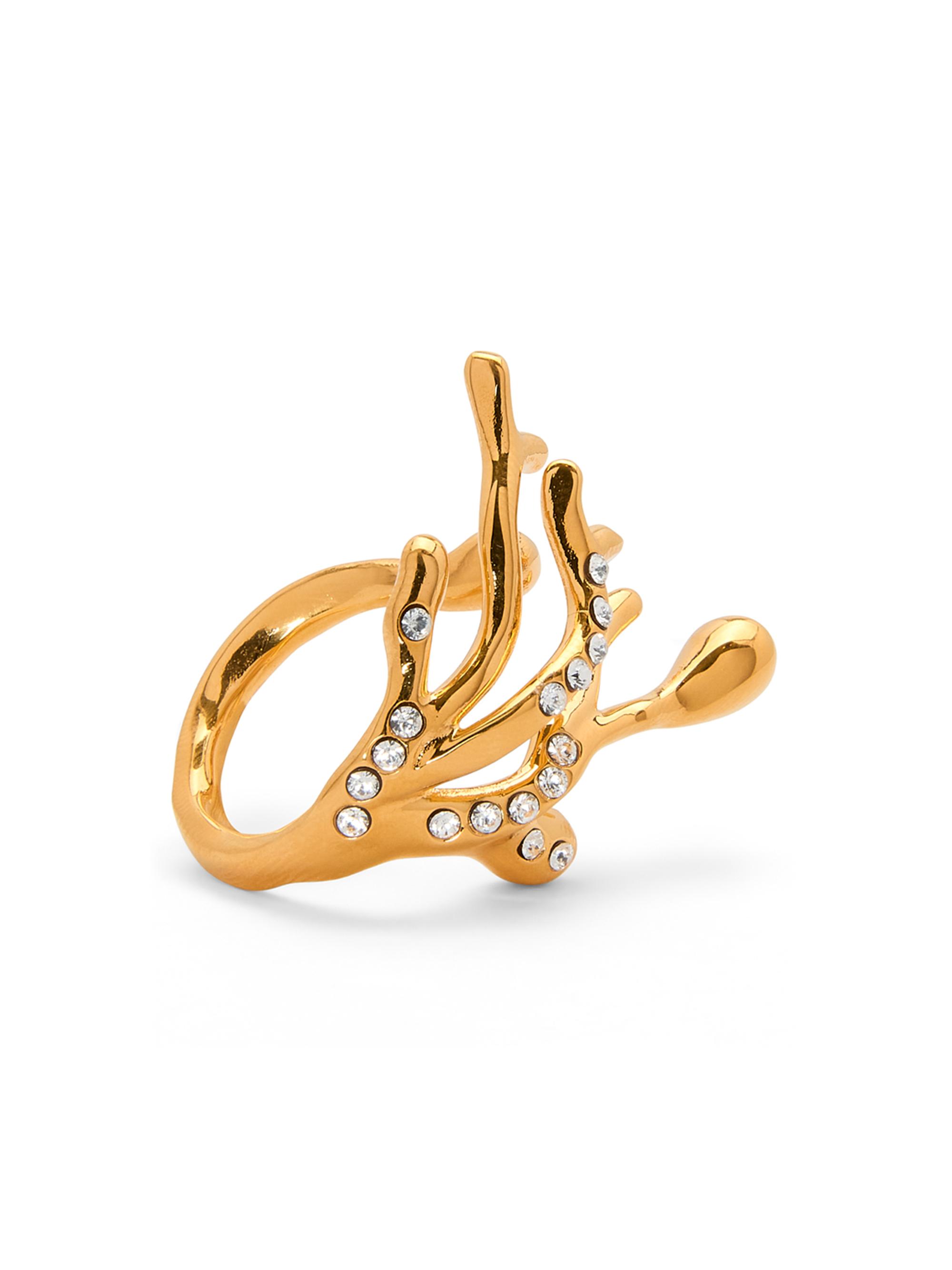 Oscar de la Renta Women's 24K-Gold-Plated & Crystal Coral Drops Ring - Gold